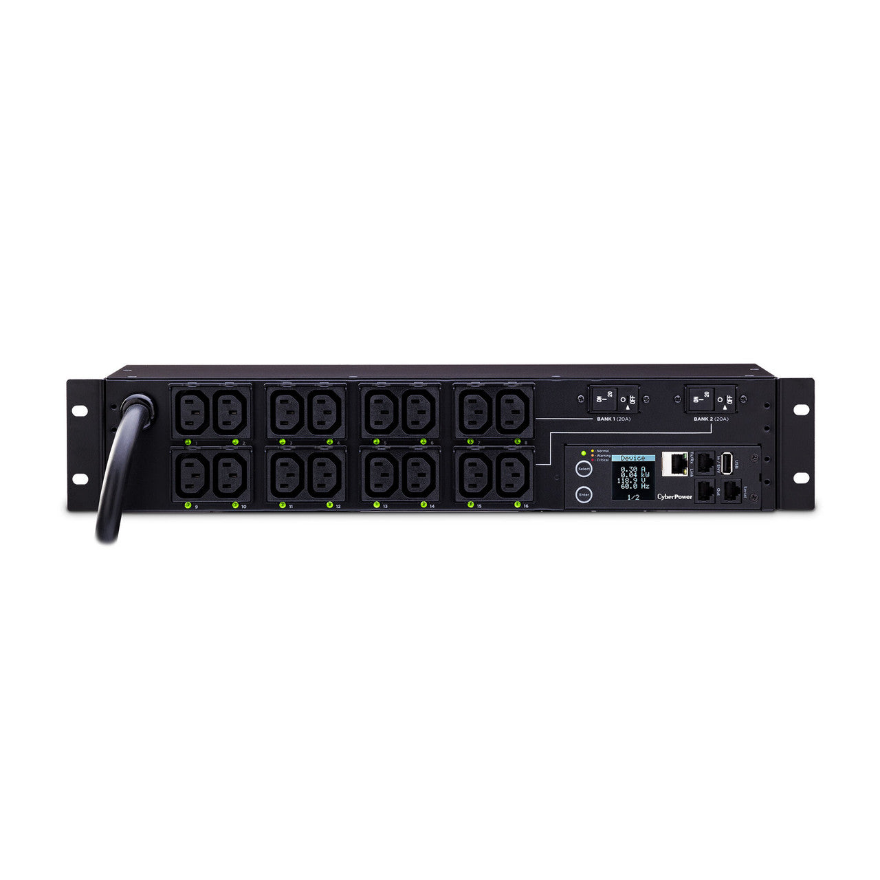 CyberPower PDU81007 SW MBO PDU 30A 208V Metered-by-Outlet Switched PDU 16 C13 Outlets 12ft cord 3yr Warranty