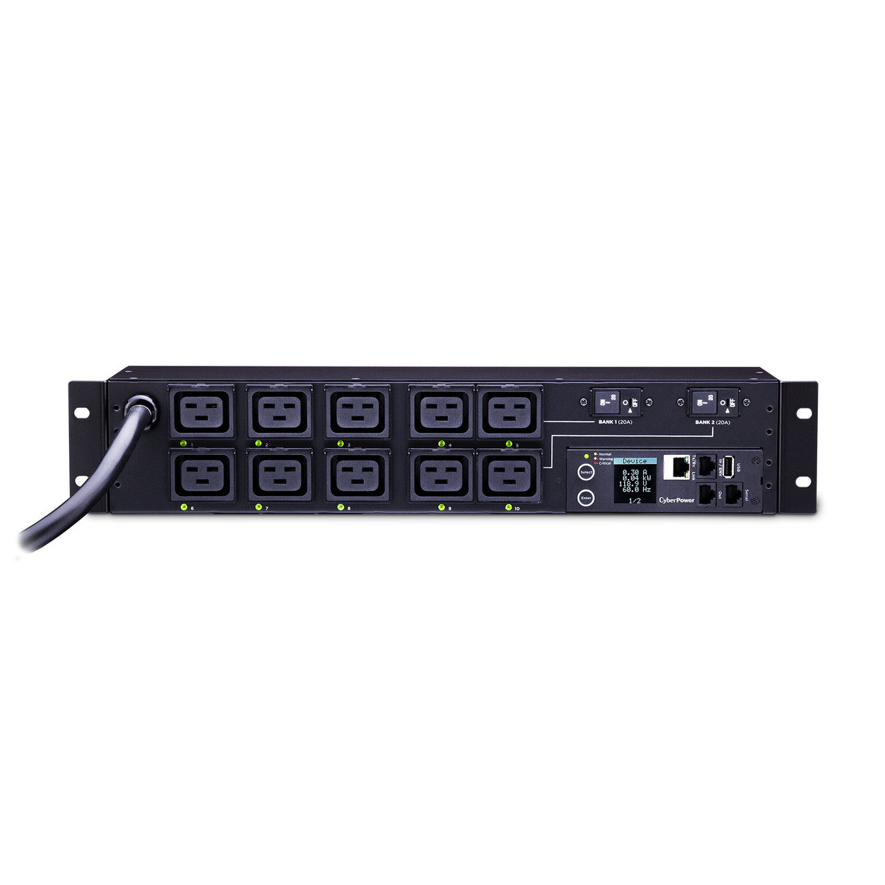 CyberPower PDU81009 SW MBO PDU 30A 208V Metered-by-Outlet Switched PDU 10 C19 Outlets 12ft cord 3yr Warranty