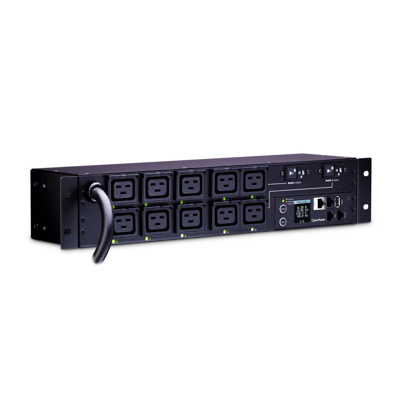 CyberPower PDU81009 SW MBO PDU 30A 208V Metered-by-Outlet Switched PDU 10 C19 Outlets 12ft cord 3yr Warranty