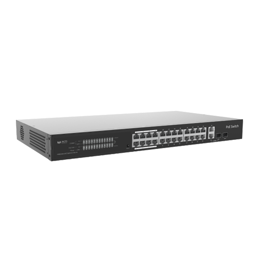 ACTi PPSW-1107 24-port 10/100/1000Mbps PoE, Smart Managed Gigabit Ethernet PoE Switch