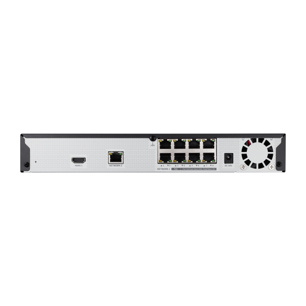 Hanwha QRN-830S-4TB 8CH NVR 4TB with 8 PoE Ports (PoE Budget 65W) with 8MP Camera Support. H.265