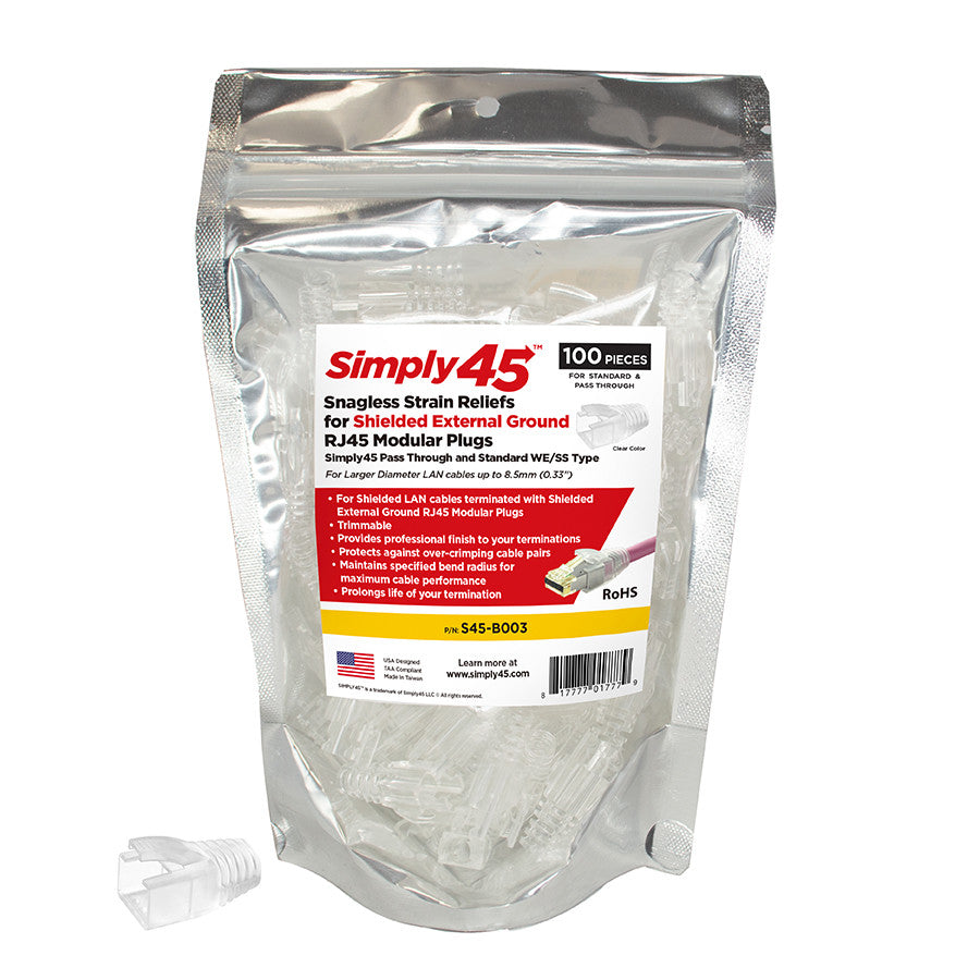 Simply45 SIM-S45-B003 Strain Reliefs for All S45 Brand Shielded External Ground Mod Plugs. -100pcs/Bag (SIM-S45-B003)