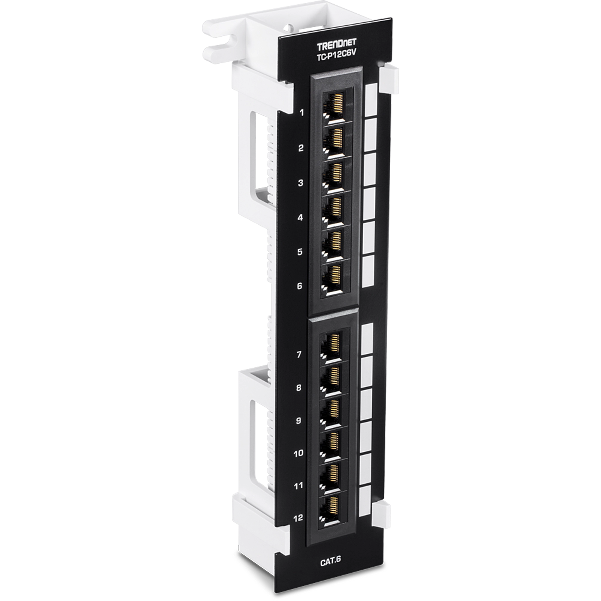 TRENDnet TC-P12C6V 12-Port Cat6 Unshielded Wall Mount Patch Panel with Included 89D Bracket