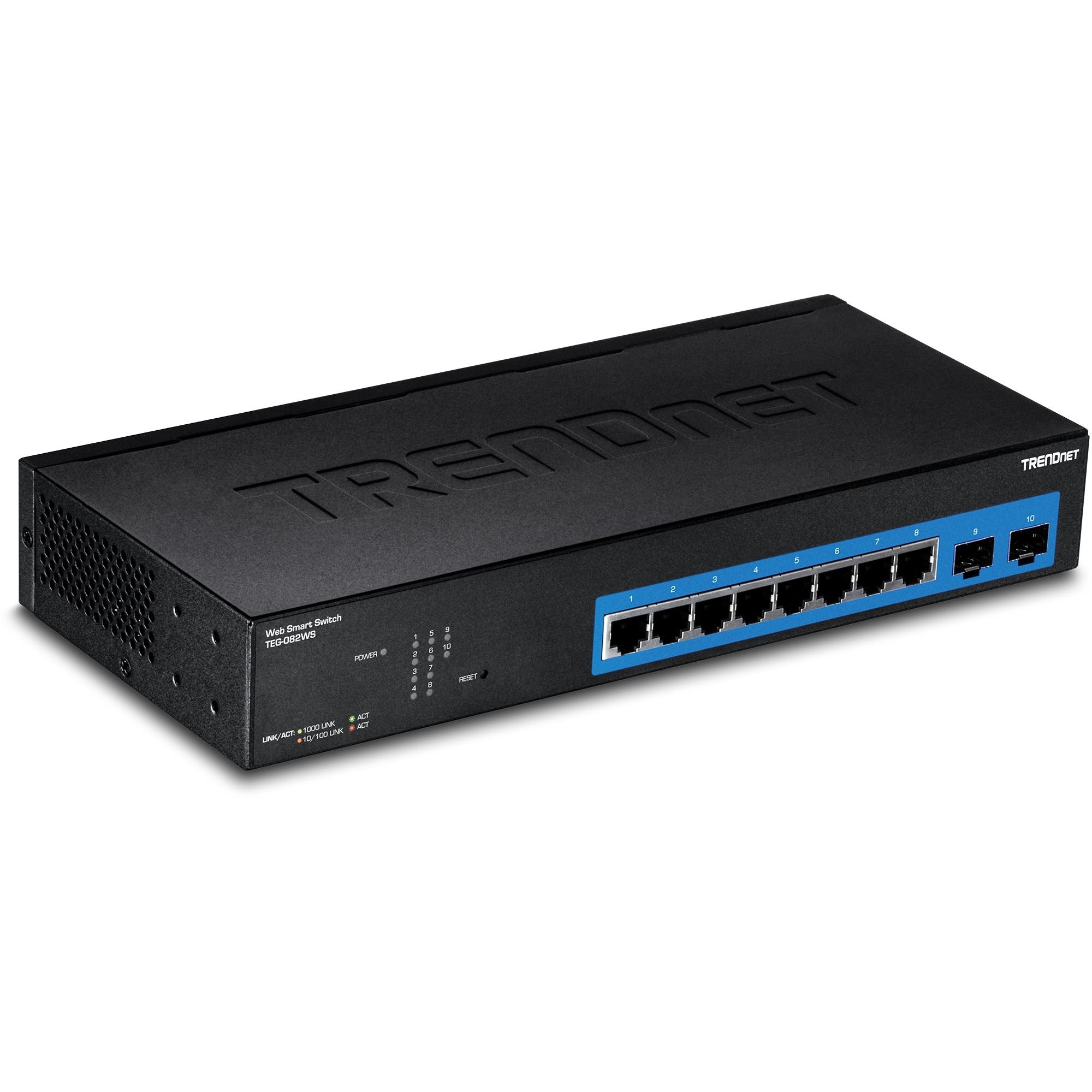 TRENDnet TEG-082WS 8 Port Gigabit Web Smart Switch, 10/100/1000 Mbps, SFP, rack mountable, fanless