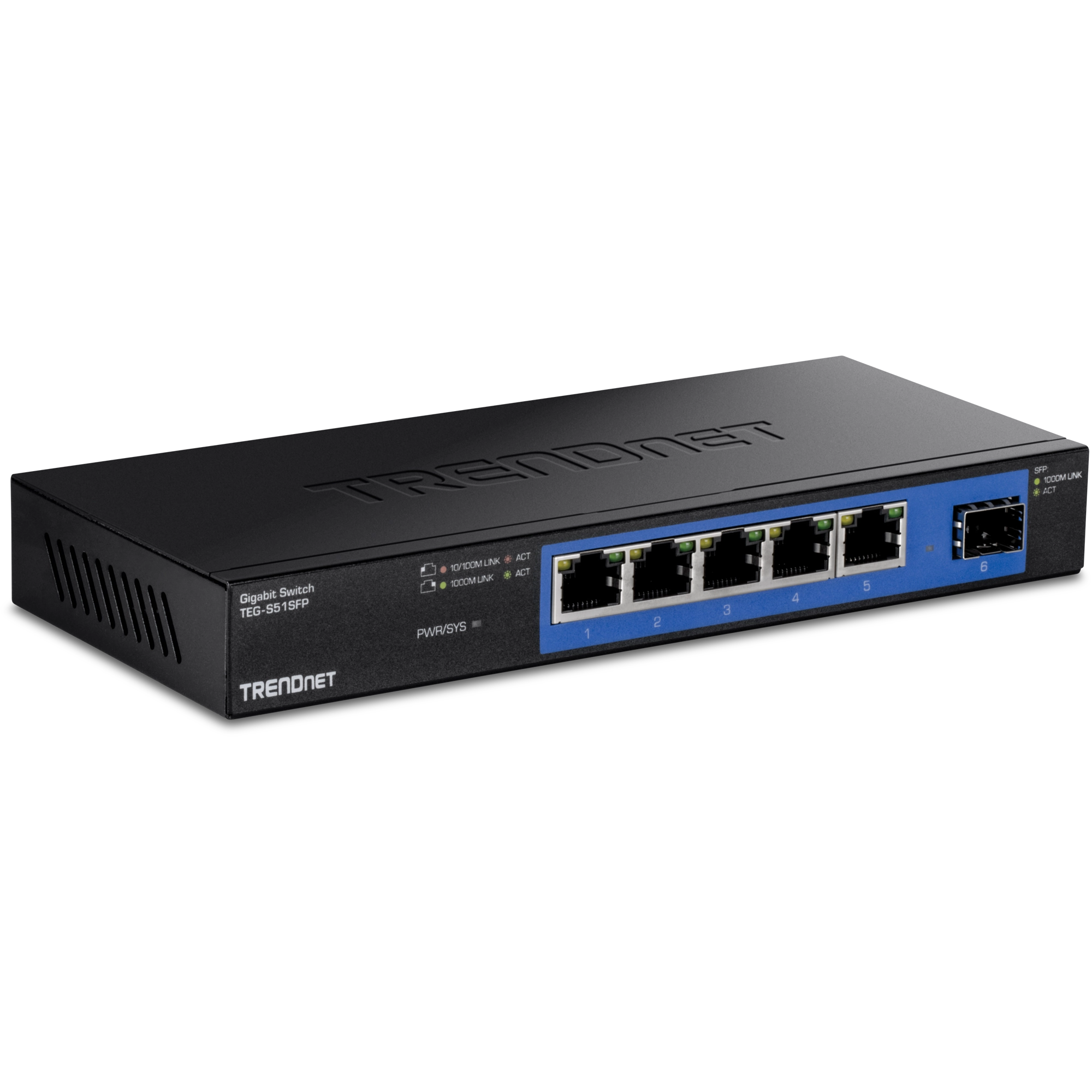 TRENDnet TEG-S51SFP Rear Port 4-Port Gigabit Switch with SFP Slot (Metal)
