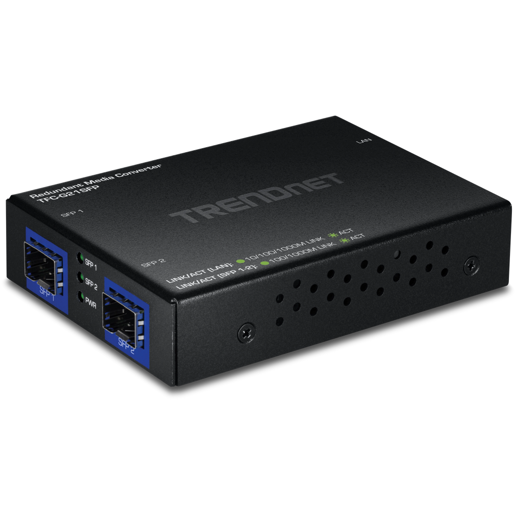 TRENDnet TFC-G21SFP 1000BASE-T to Dual SFP Fiber Media Converter with
