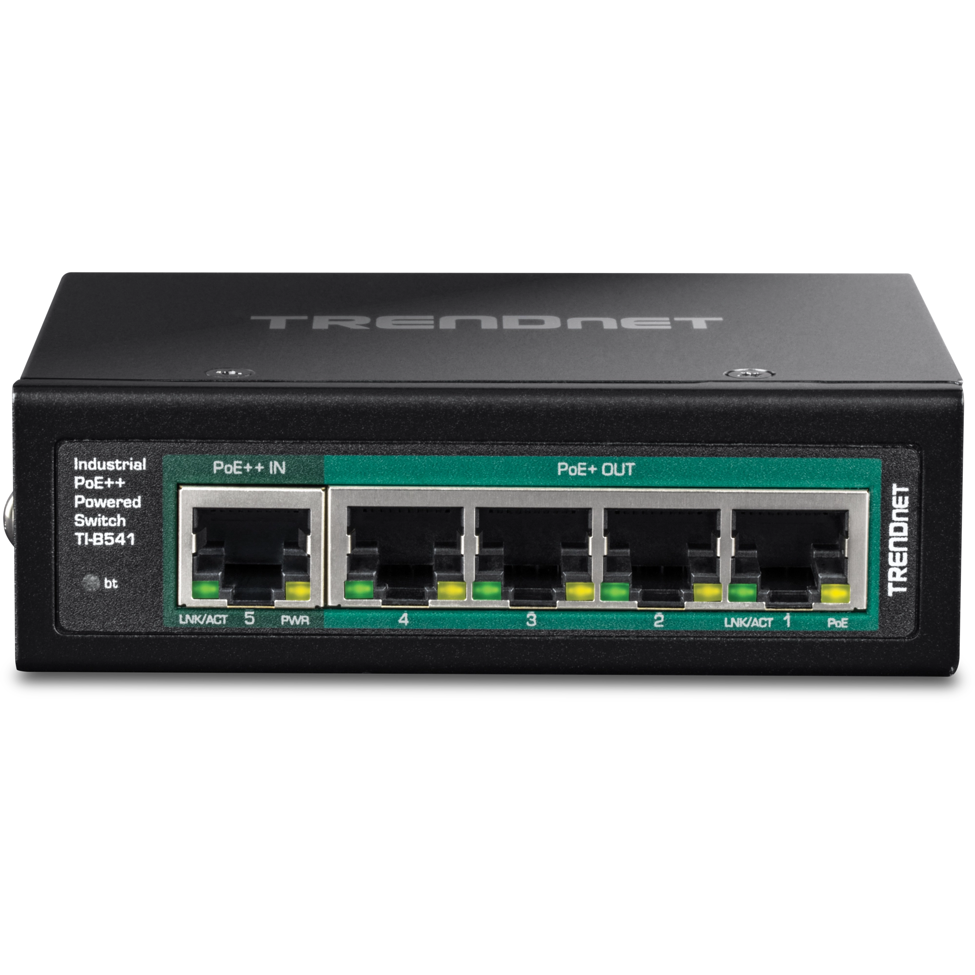 TRENDnet TI-B541 5-Port IndustrialGigabit PoE++ Powered DIN-Rail Switch with PoE Pass-Through
