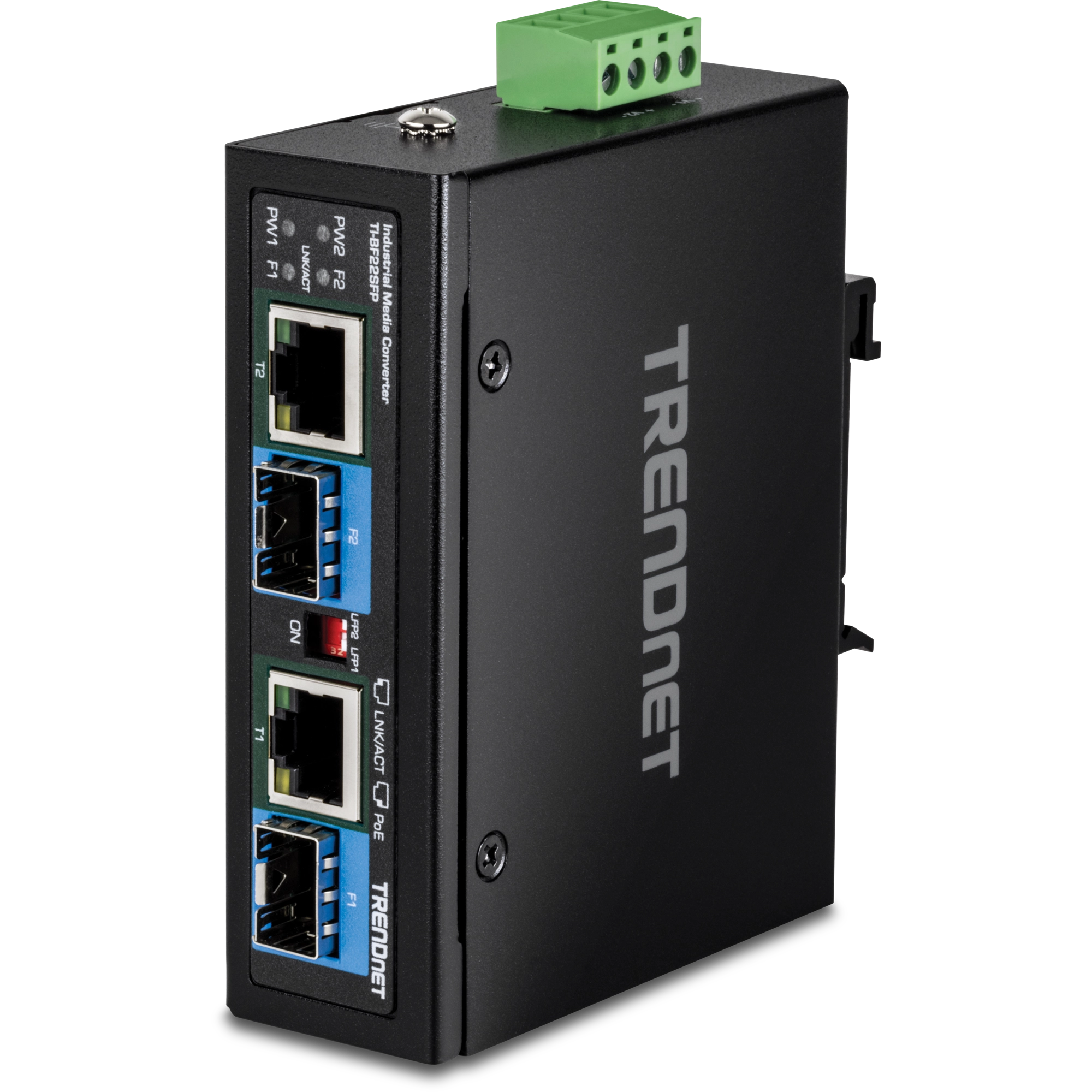 TRENDnet TI-BF22SFP 2-Port Industrial SFP to Gigabit PoE++ Media Converter