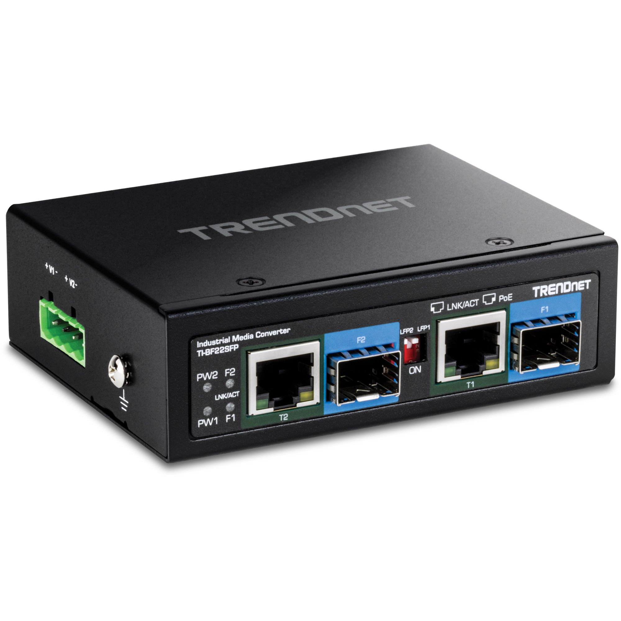 TRENDnet TI-BF22SFP 2-Port Industrial SFP to Gigabit PoE++ Media Converter
