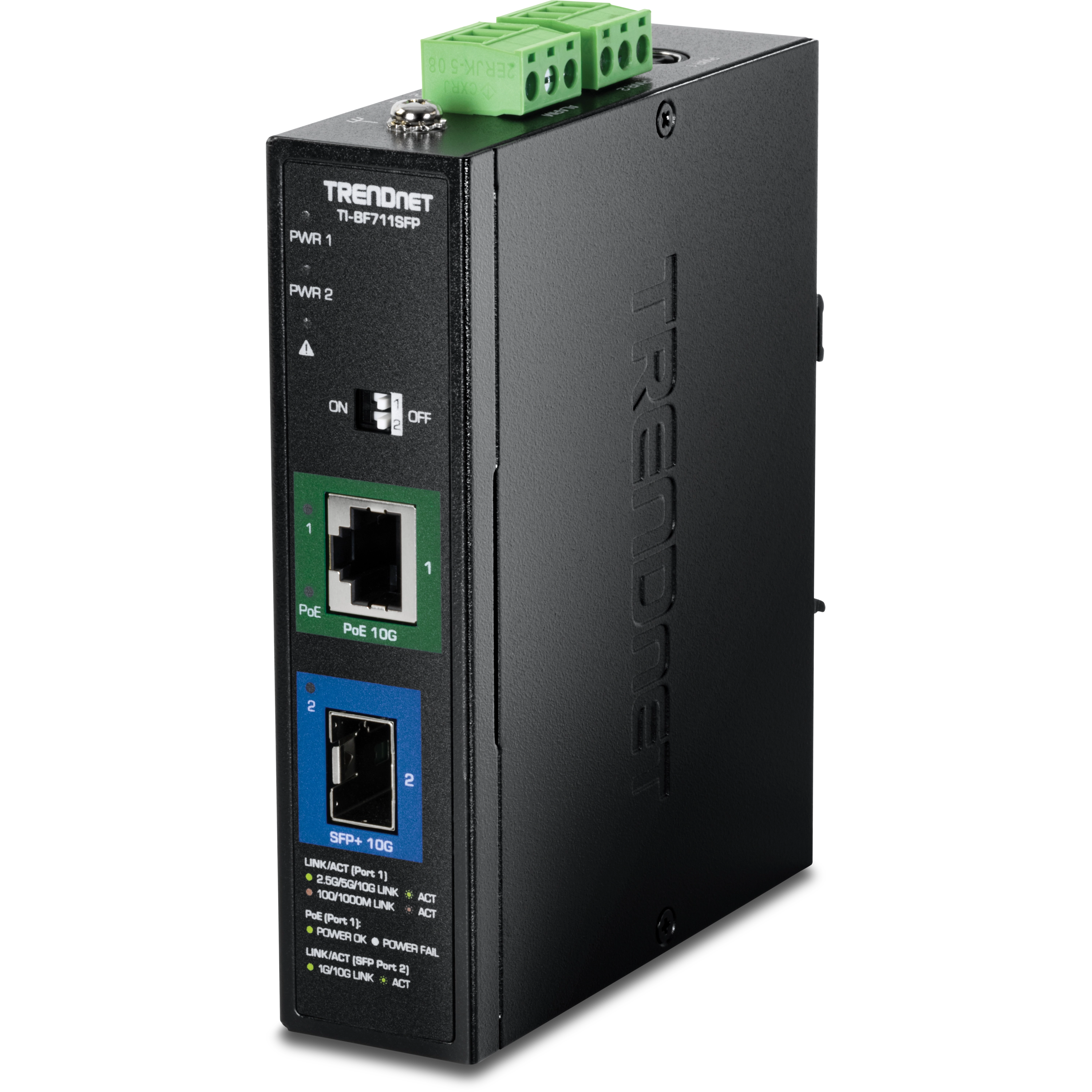 TRENDnet TI-BF711SFP Industrial 10G SFP+ to 10G PoE++ Media Converter