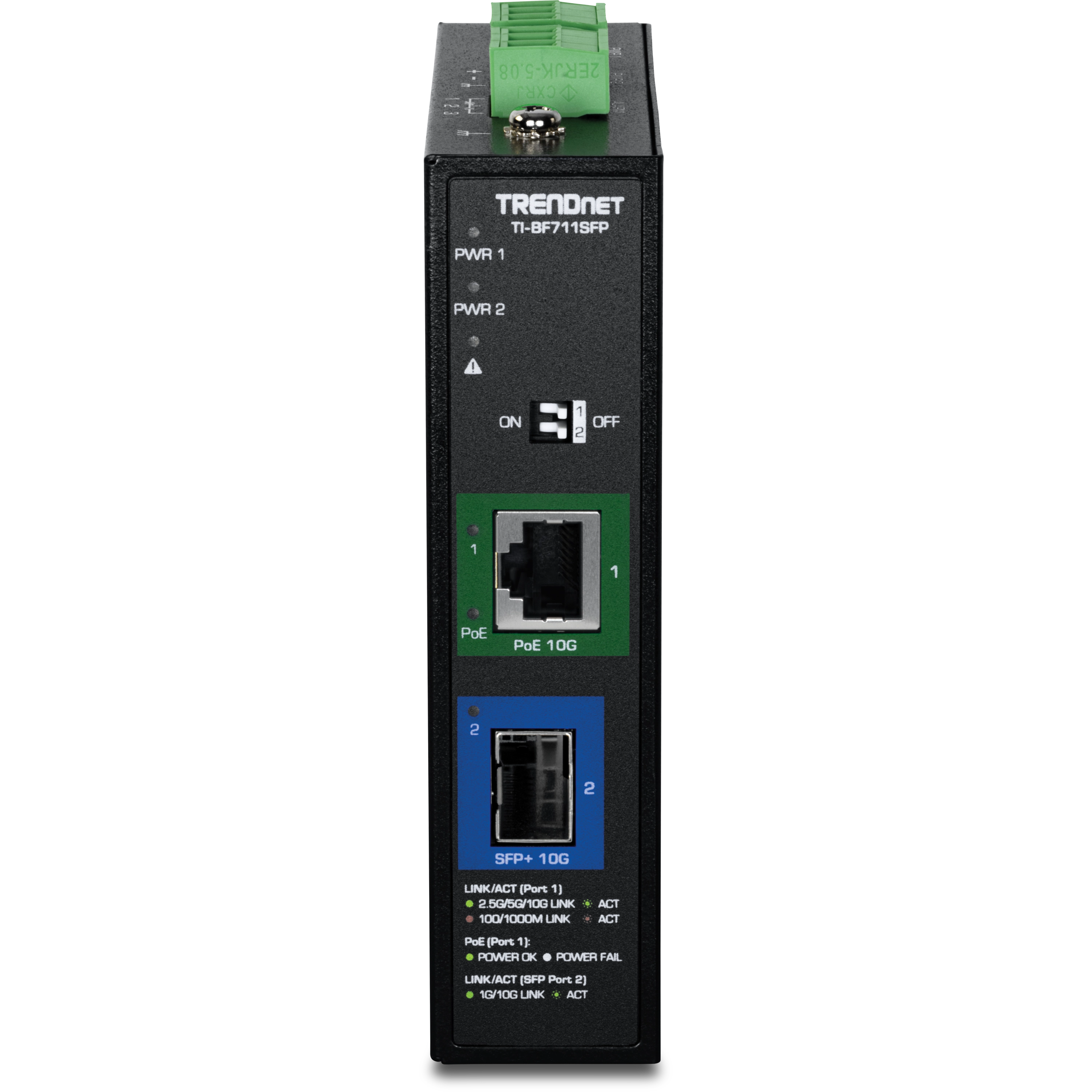 TRENDnet TI-BF711SFP Industrial 10G SFP+ to 10G PoE++ Media Converter