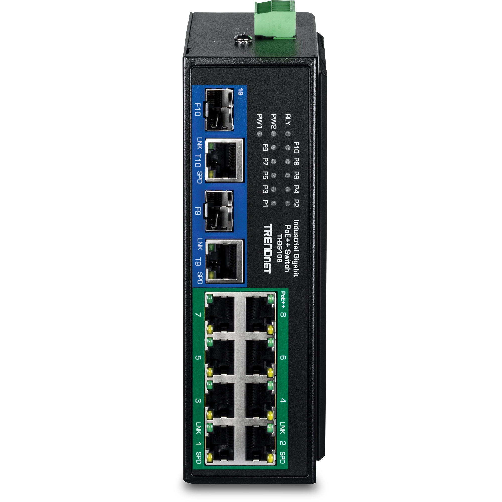 TRENDnet TI-BG108 10-Port Industrial Gigabit 400W PoE++ DIN-Rail Switch