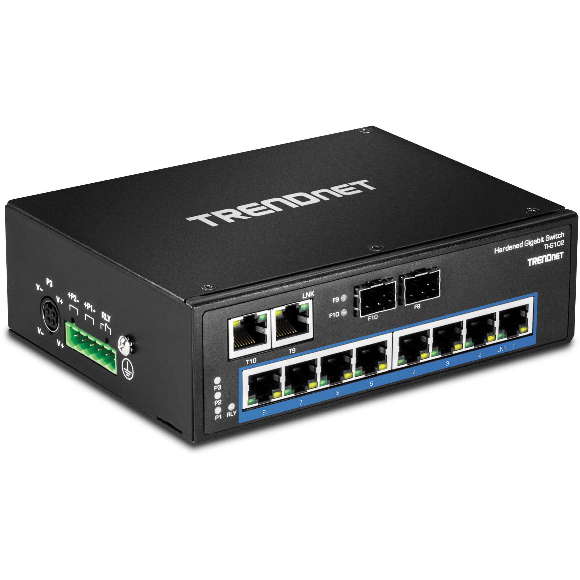 TRENDnet TI-G102 10-Port Hardened Industrial Gigabit DIN-Rail Switch