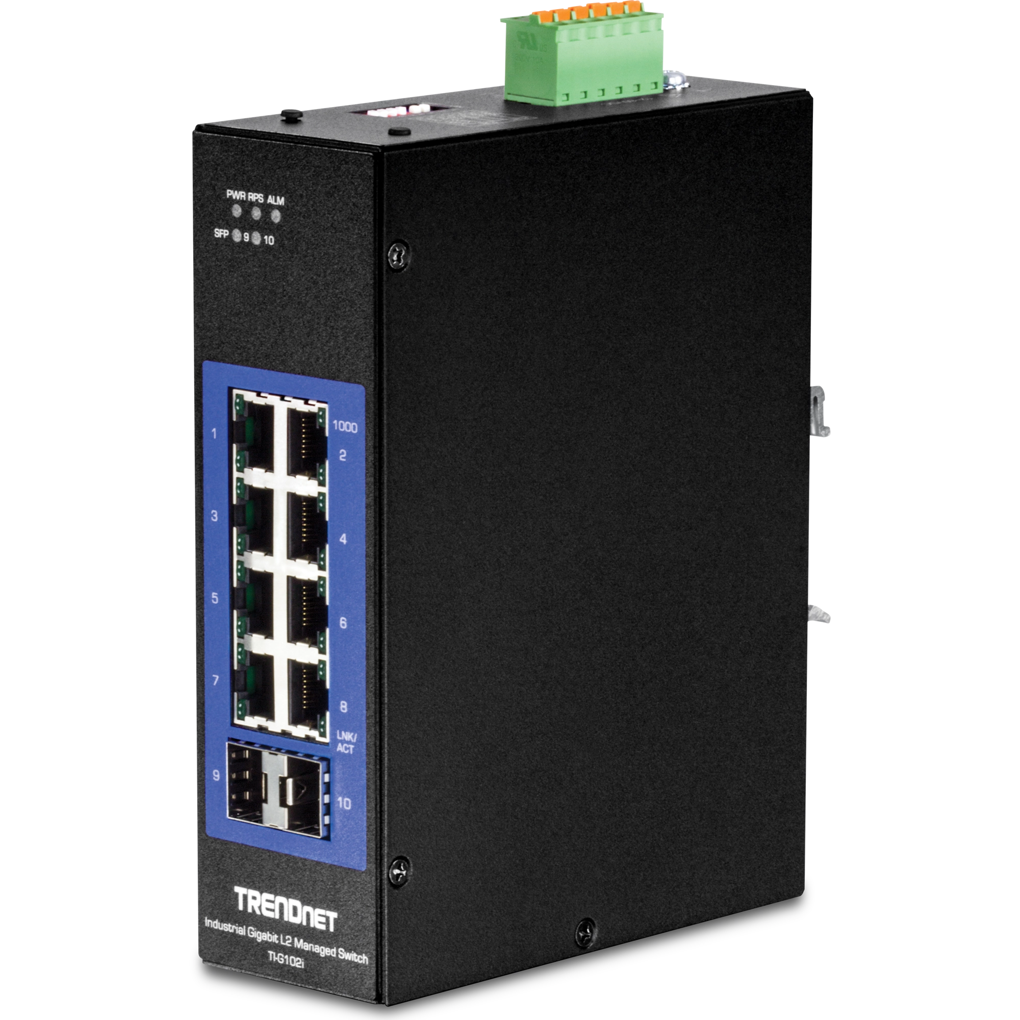 TrendNet TI-G102i 10-Port Industrial Gigabit L2 Managed DIN-Rail Switch