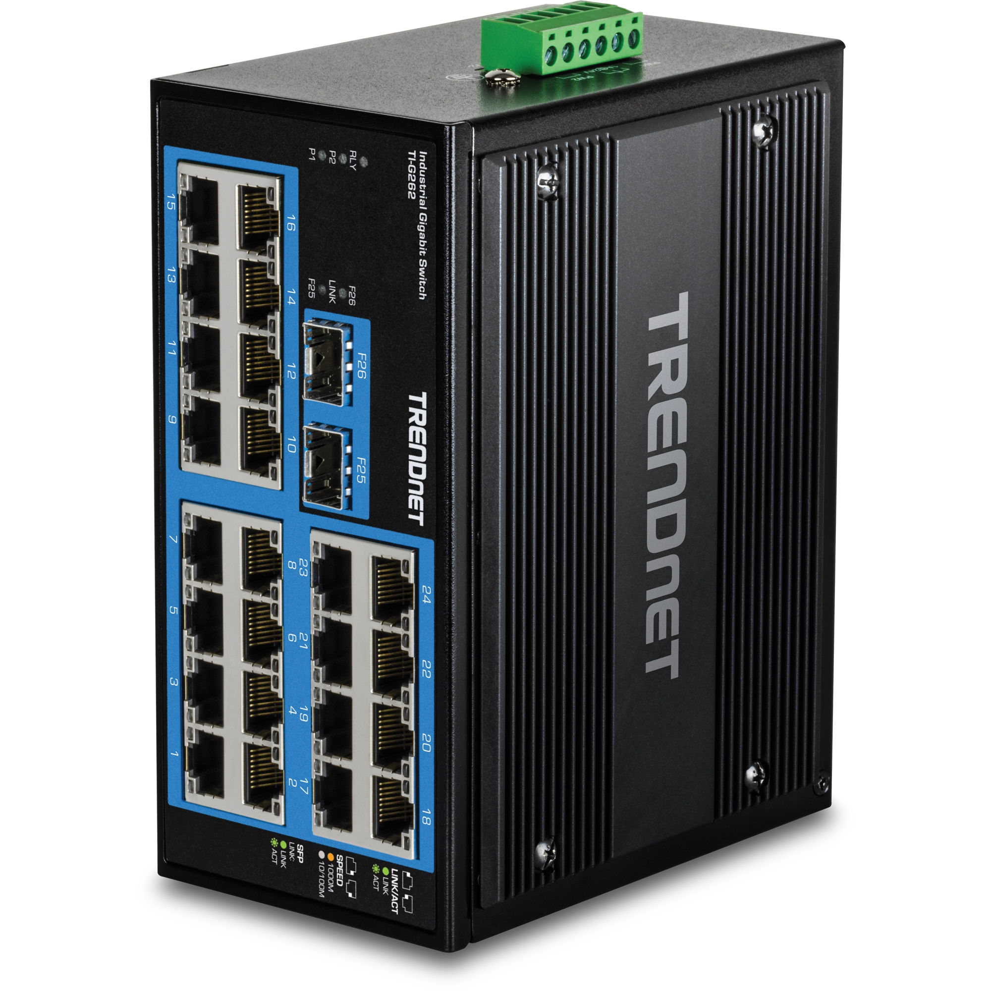 TRENDnet TI-G262 26-Port Hardened Industrial Gigabit DIN-Rail Switch