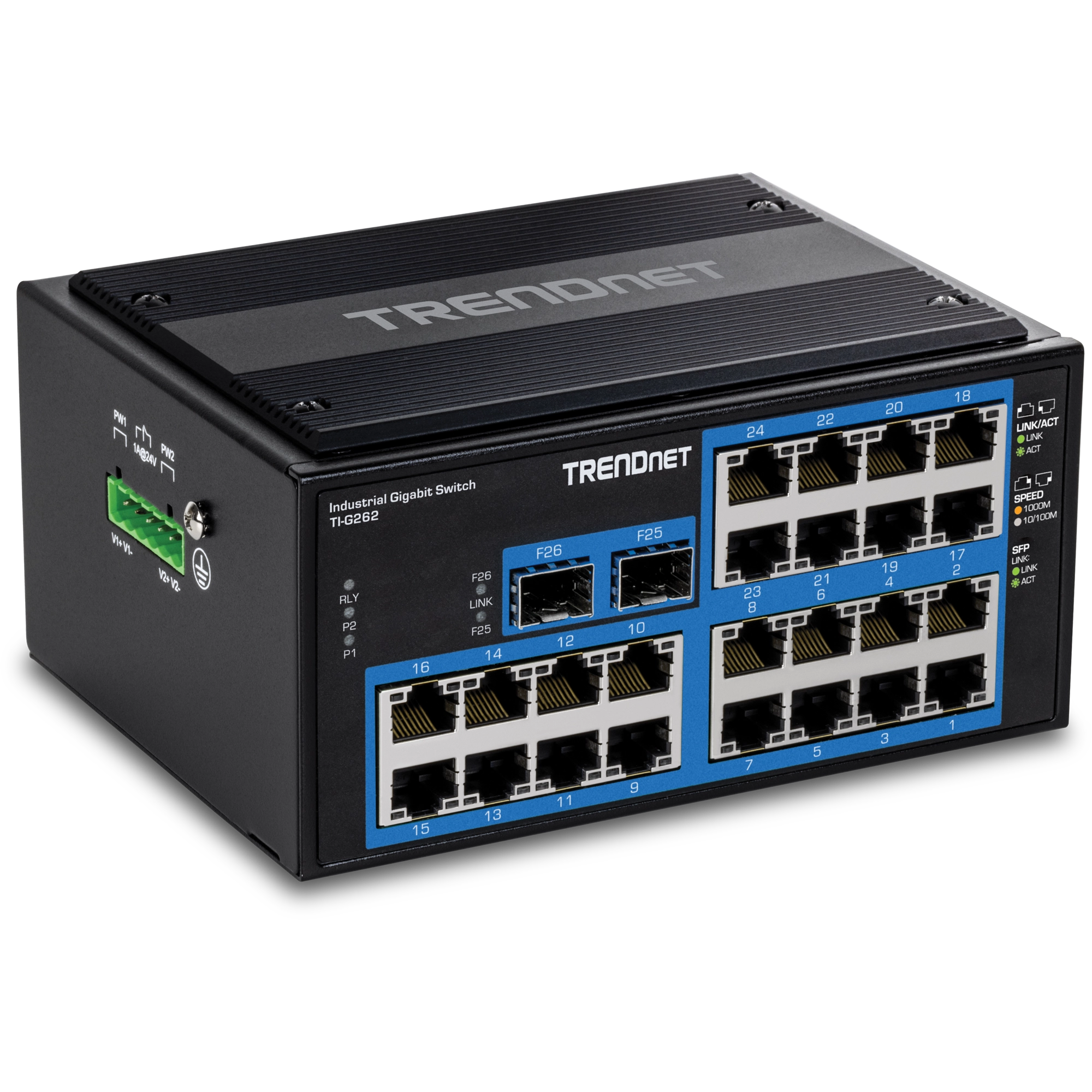 TRENDnet TI-G262 26-Port Hardened Industrial Gigabit DIN-Rail Switch