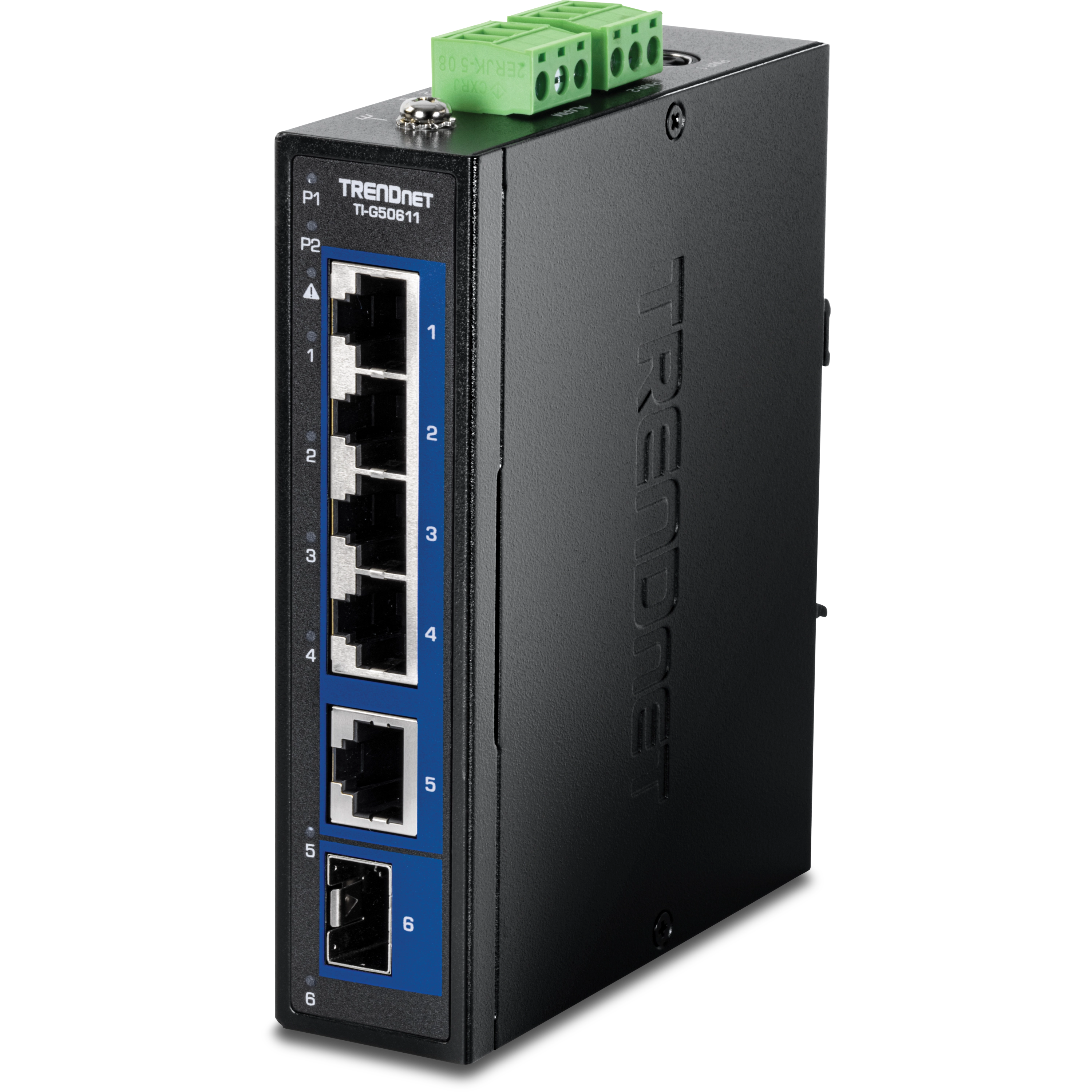 TRENDnet TI-G50611 6-Port Industrial 2.5G DIN-Rail Switch with 10G Ports