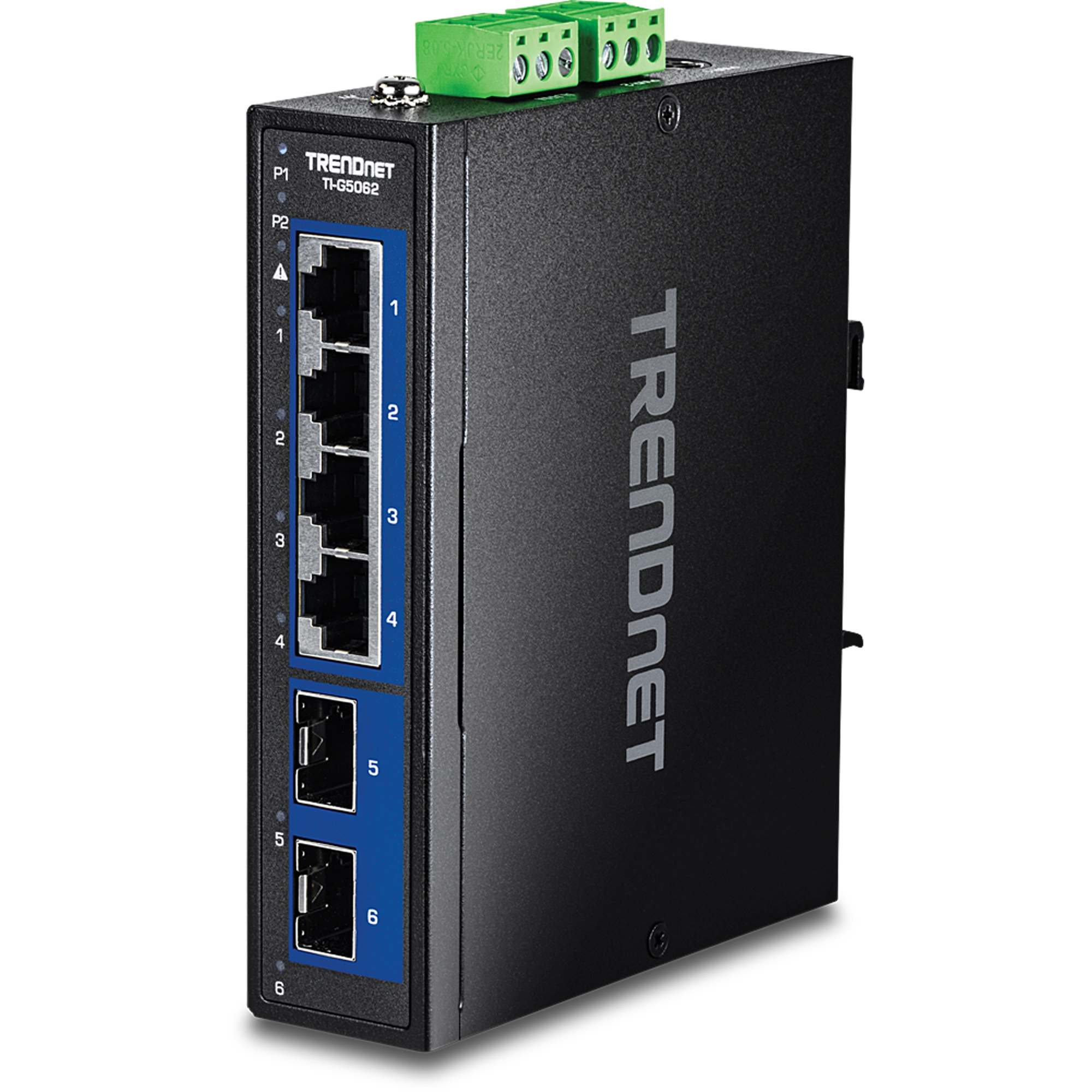 TRENDnet TI-G5062 6-Port Industrial 2.5G DIN-Rail Switch with 10G SFP+ Ports