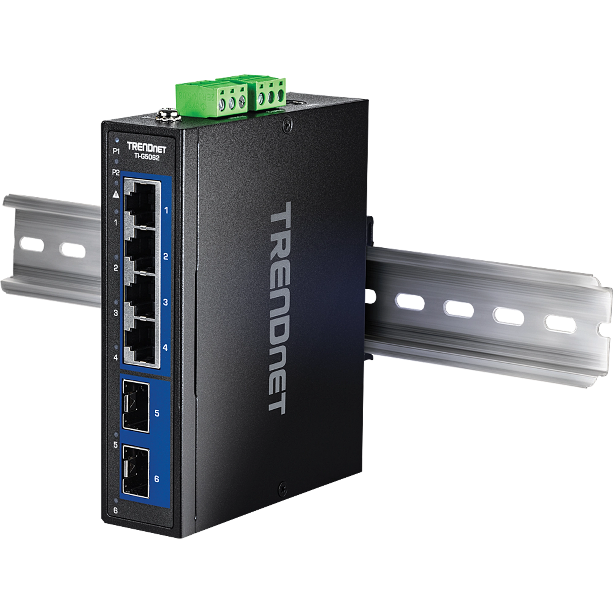 TRENDnet TI-G5062 6-Port Industrial 2.5G DIN-Rail Switch with 10G SFP+ Ports