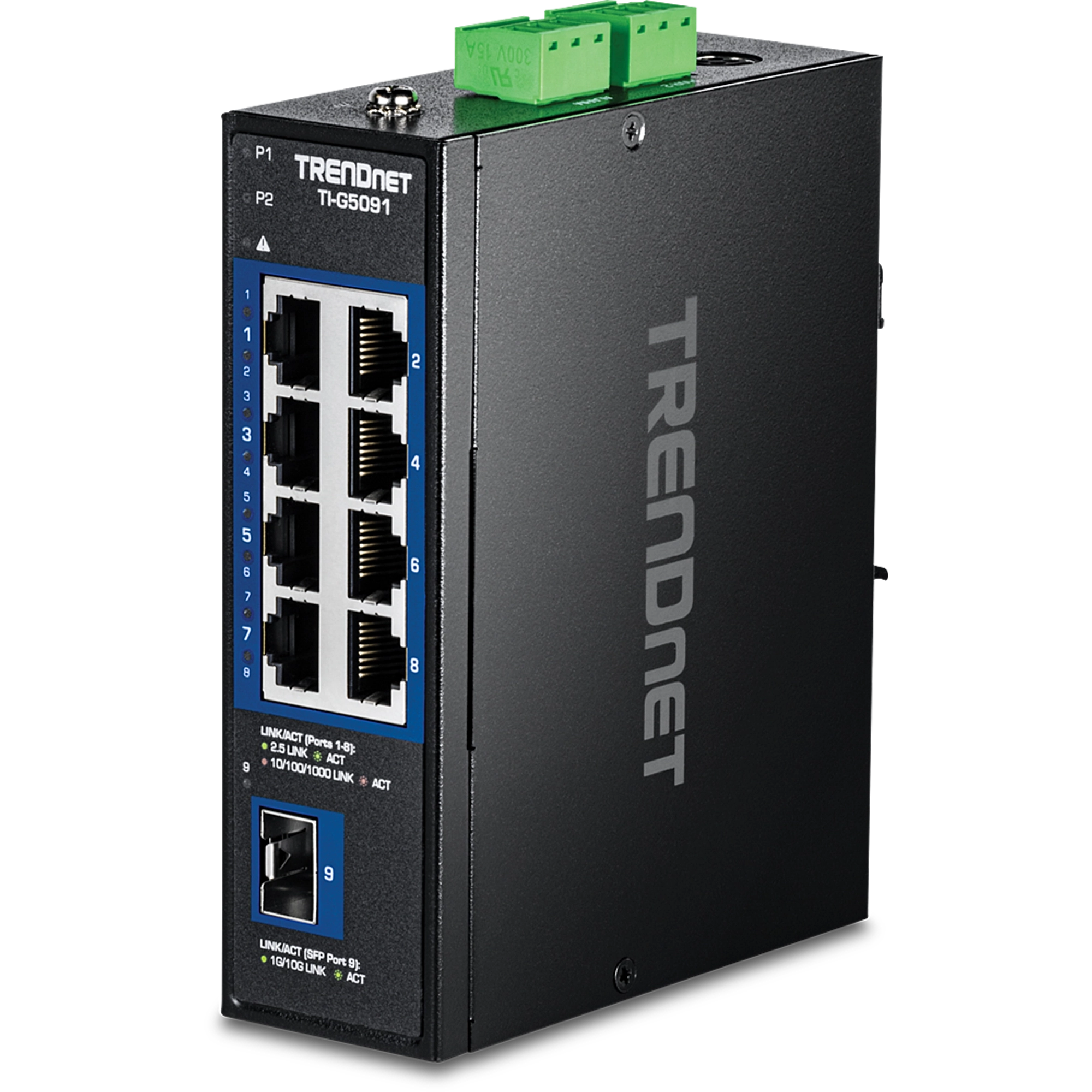 TRENDnet TI-G5091 9-Port Industrial 2.5G DIN-Rail Switch with 10G SFP+ Port