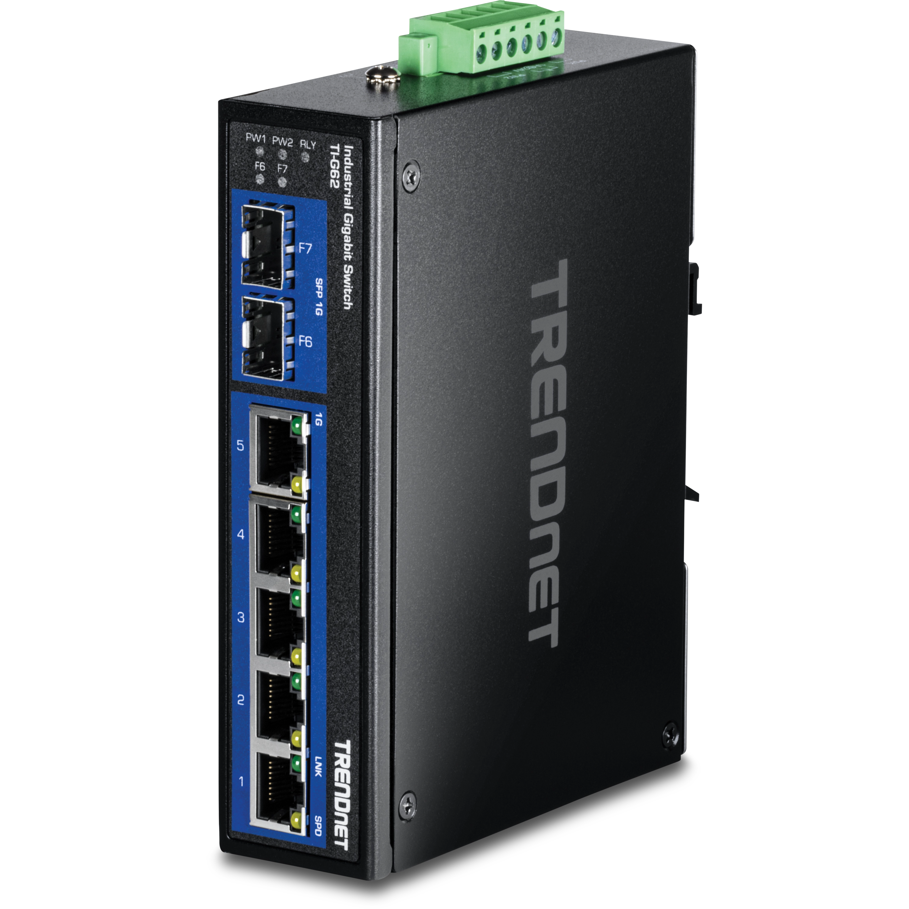 TRENDnet TI-G62 6-Port Hardened Industrial Gigabit Switch (5 Gigabit / 1 shared SFP / 1 dedicated SFP)