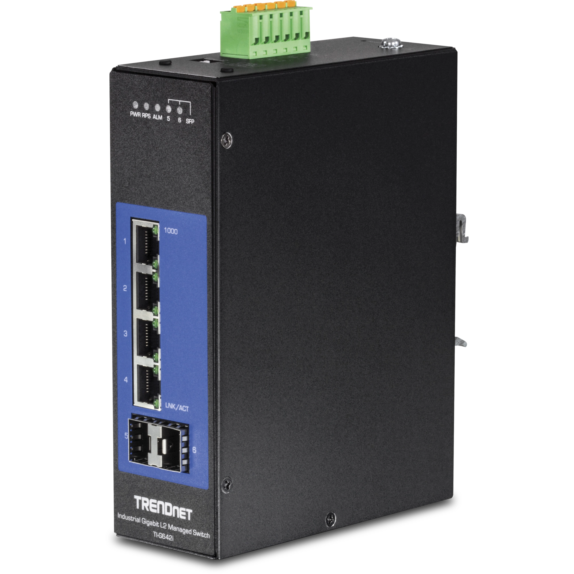 TRENDnet TI-G642i 6-Port Industrial Gigabit L2 Managed DIN-Rail Switch