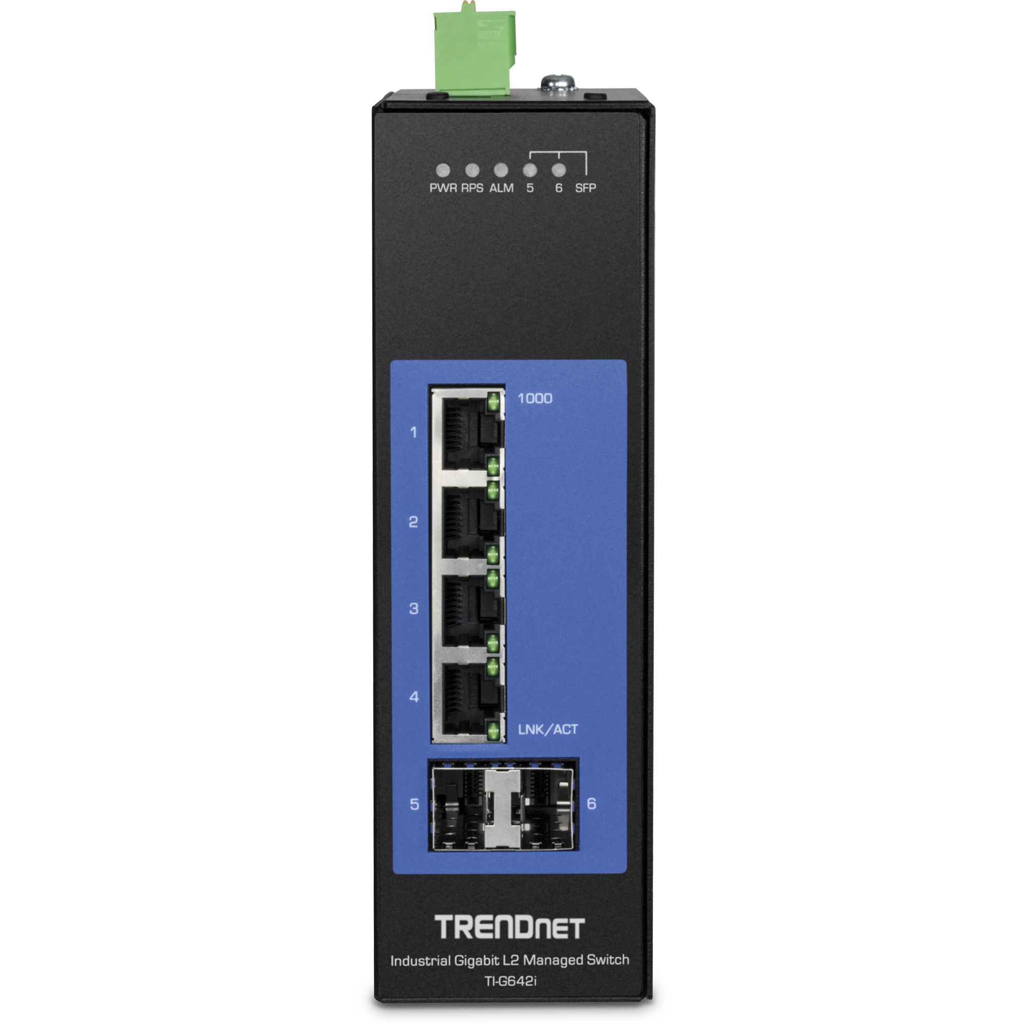 TRENDnet TI-G642i 6-Port Industrial Gigabit L2 Managed DIN-Rail Switch