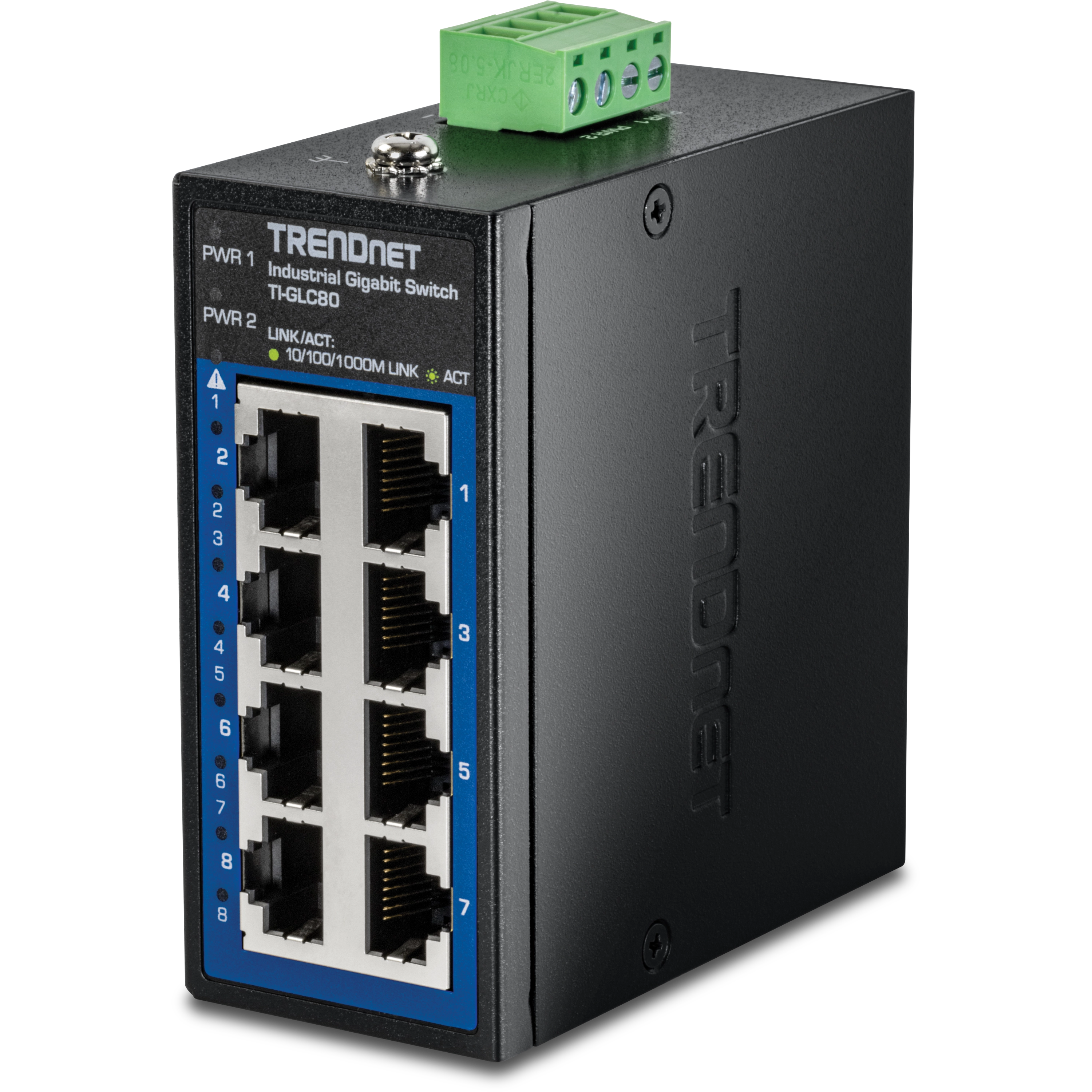 TrendNet TI-GLC80 8-Port Industrial Gigabit DIN-Rail Mini Switch