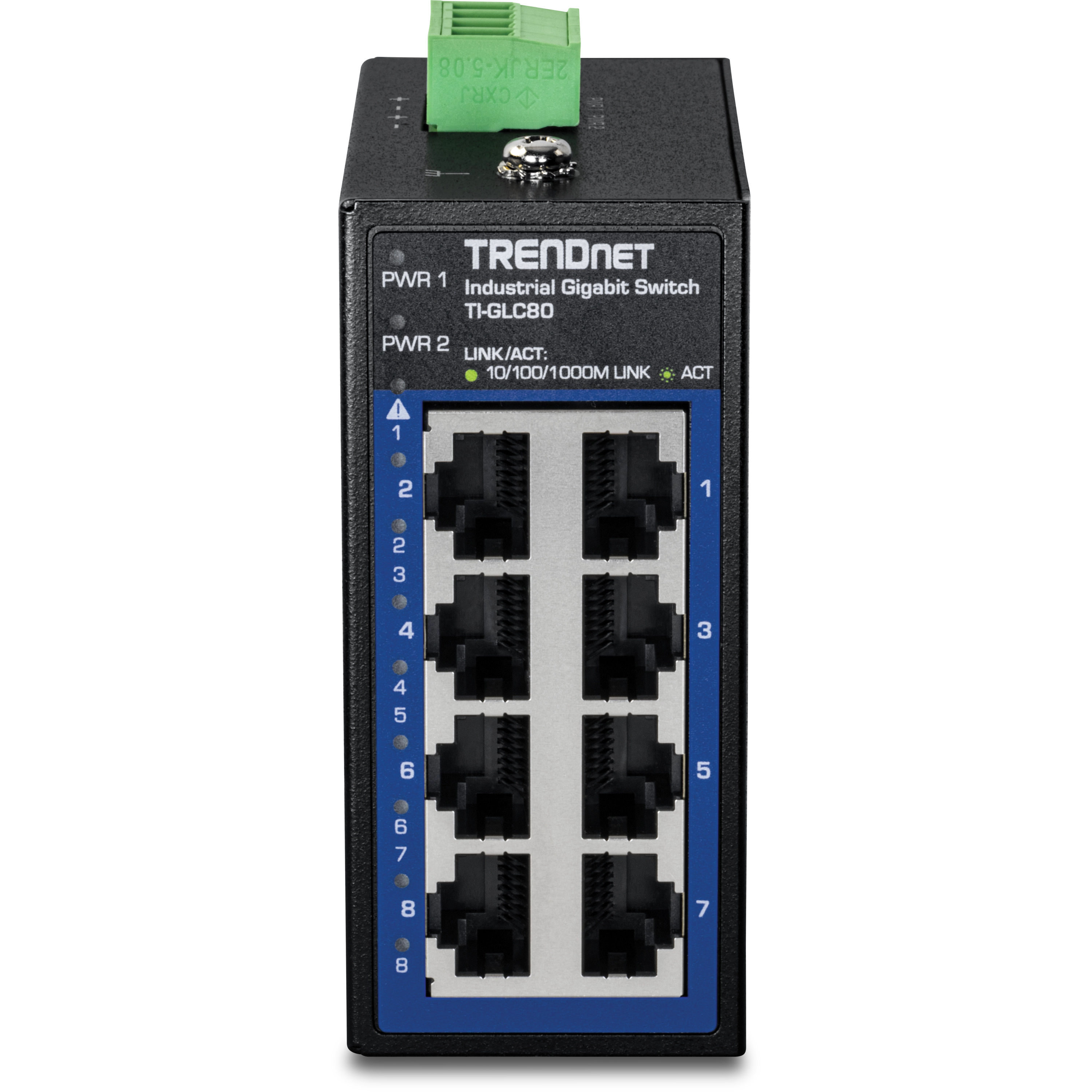 TrendNet TI-GLC80 8-Port Industrial Gigabit DIN-Rail Mini Switch