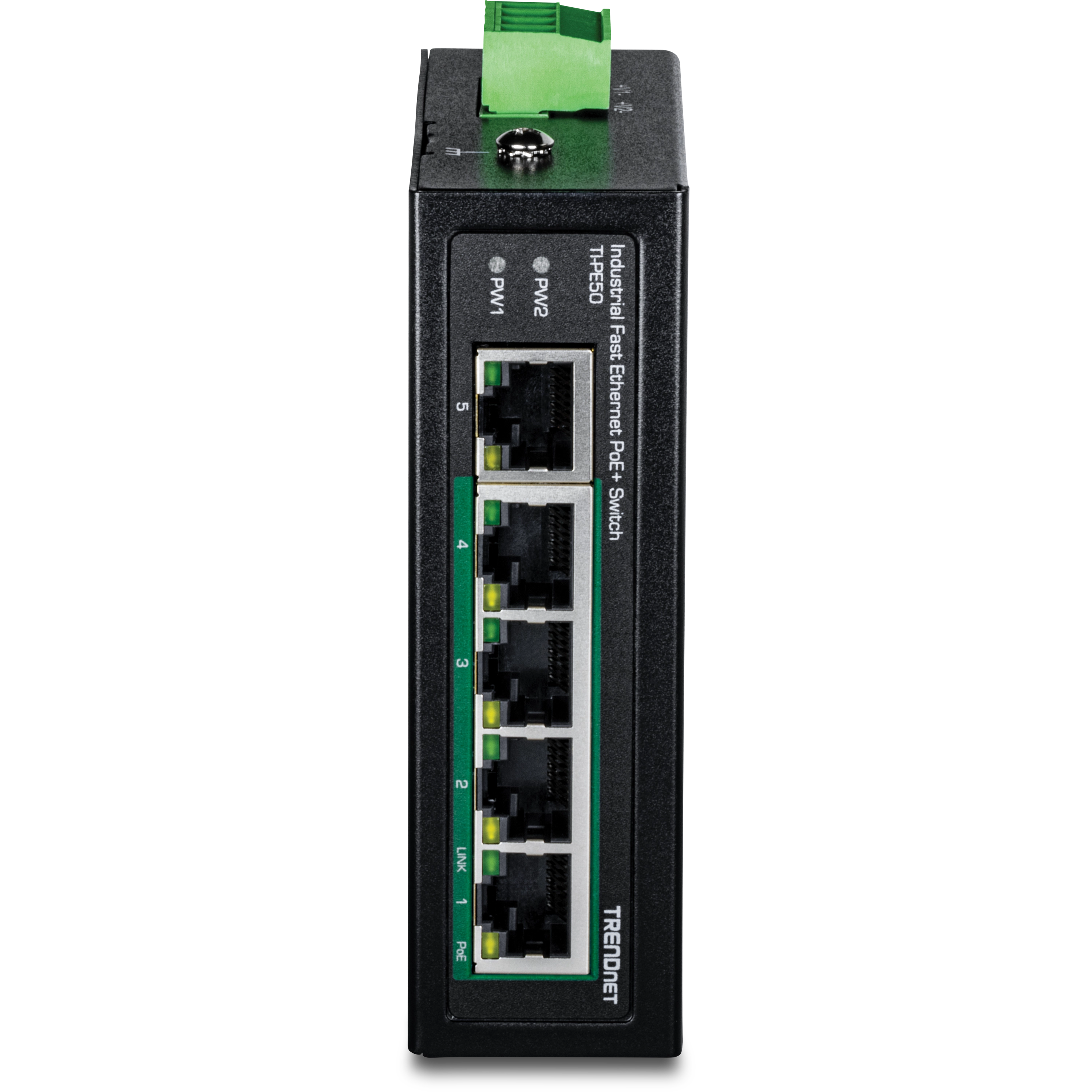 TRENDnet TI-PE50 5-Port Industrial Fast Ethernet PoE+ DIN-Rail Switch