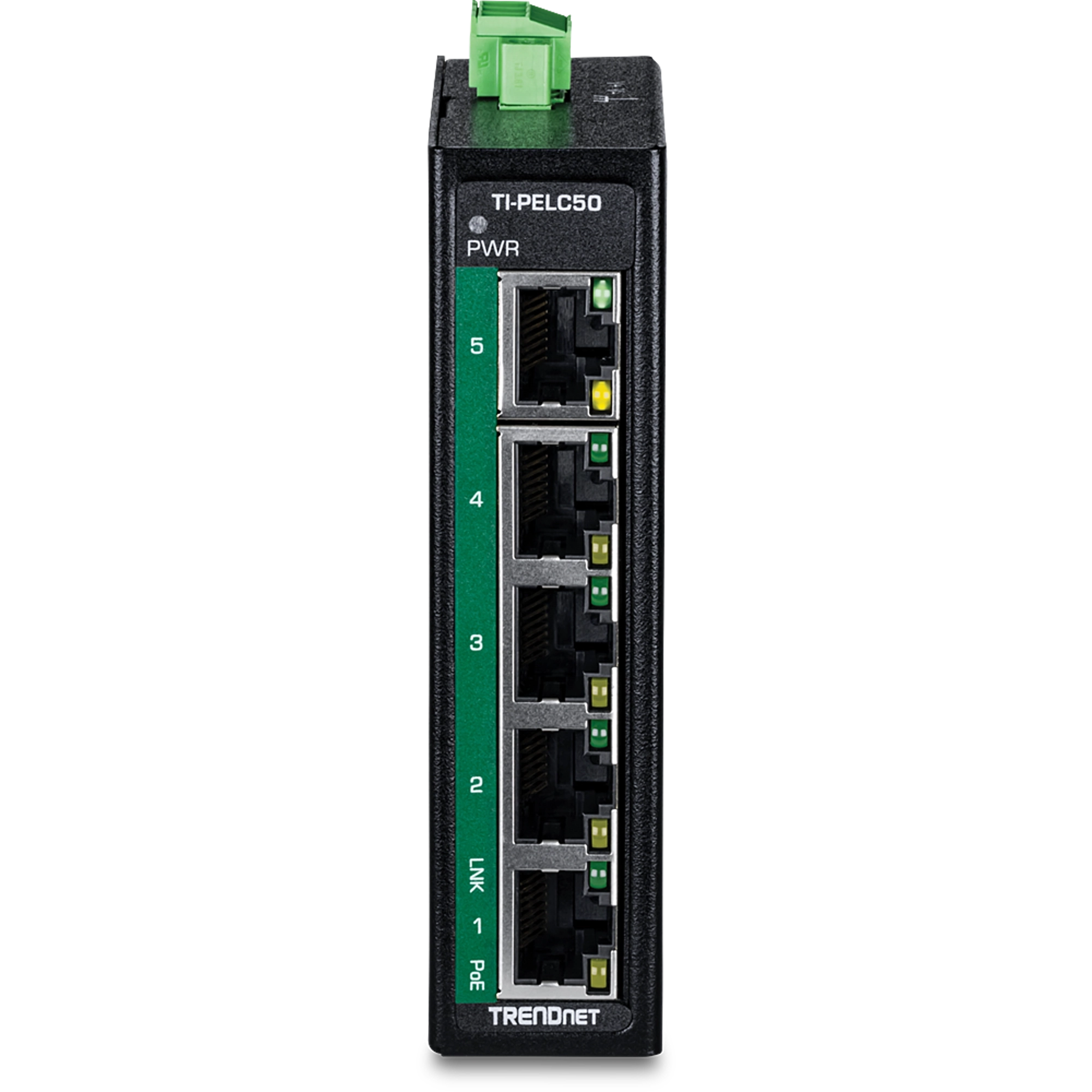 TrendNet TI-PELC50 5-Port Industrial Fast Etherne PoE+ DIN-Rail Mini Switch
