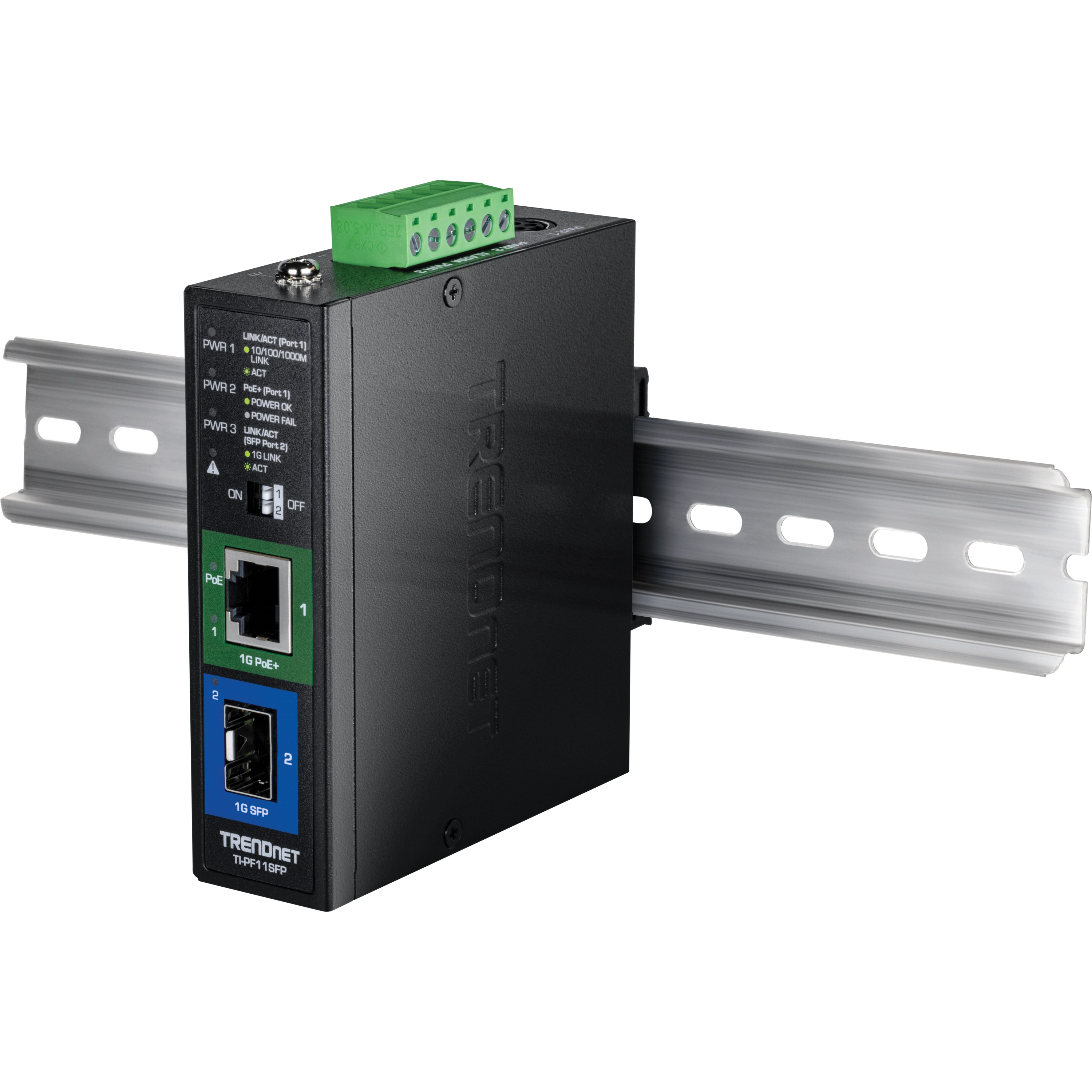 TRENDnet TI-PF11SFP Hardened Industrial SFP to Gigabit PoE+ Media Converter