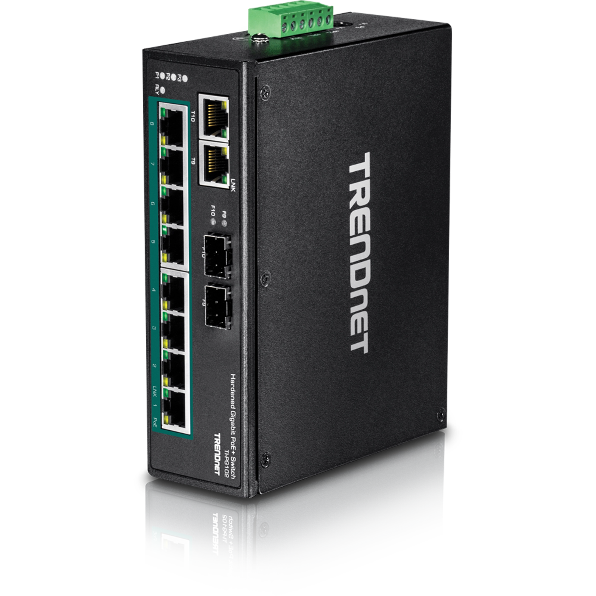 TRENDnet TI-PG102 10-Port Hardened Industrial Gigabit PoE+ DIN-Rail Switch