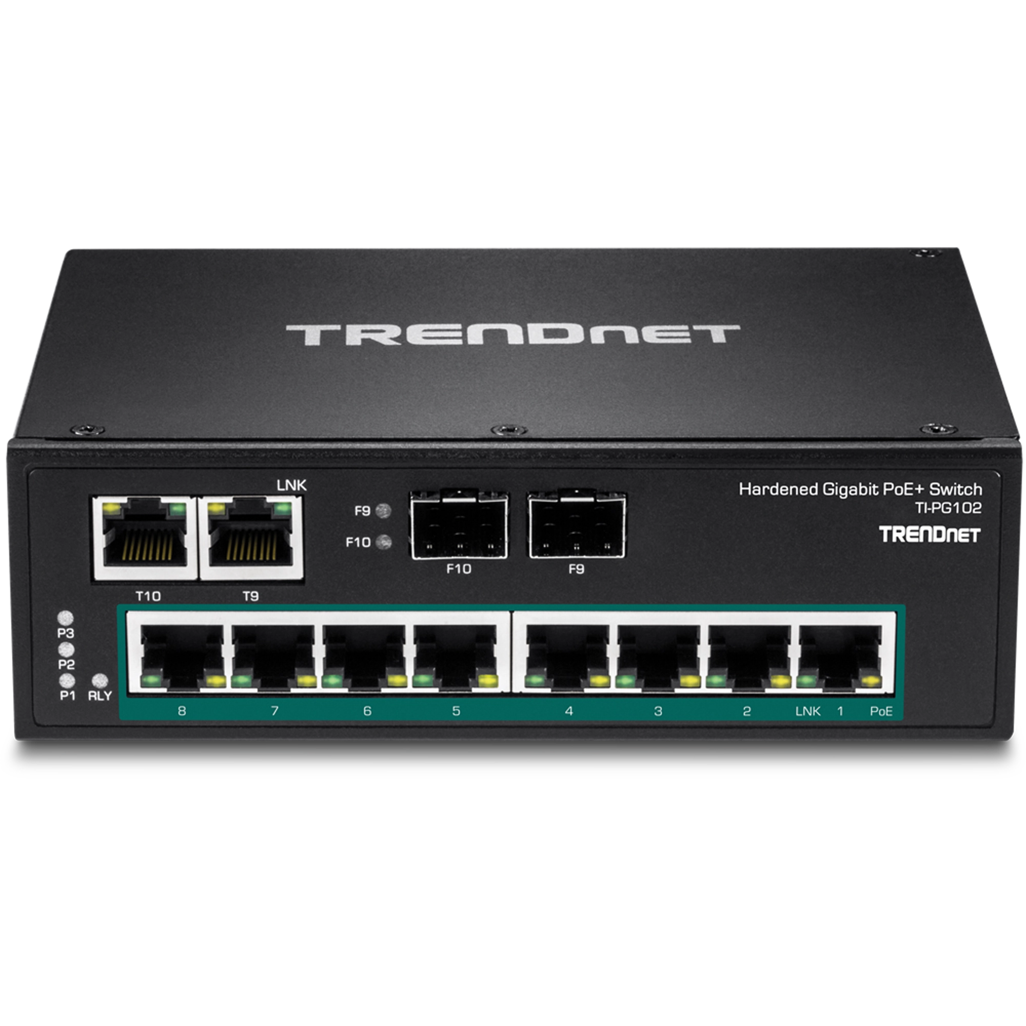 TRENDnet TI-PG102 10-Port Hardened Industrial Gigabit PoE+ DIN-Rail Switch