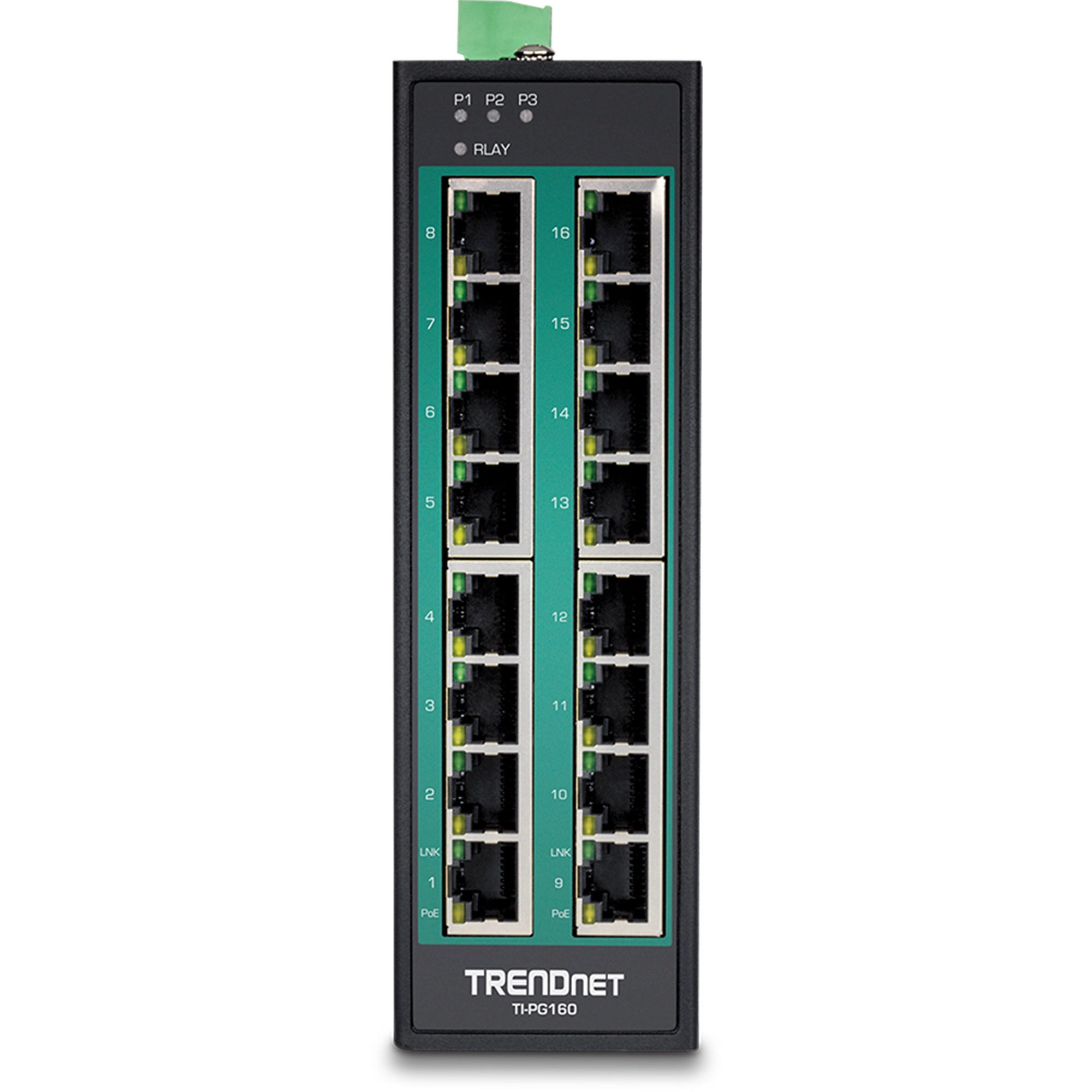 TRENDnet TI-PG160 16-Port Hardened Industrial Gigabit PoE+ DIN-Rail Switch