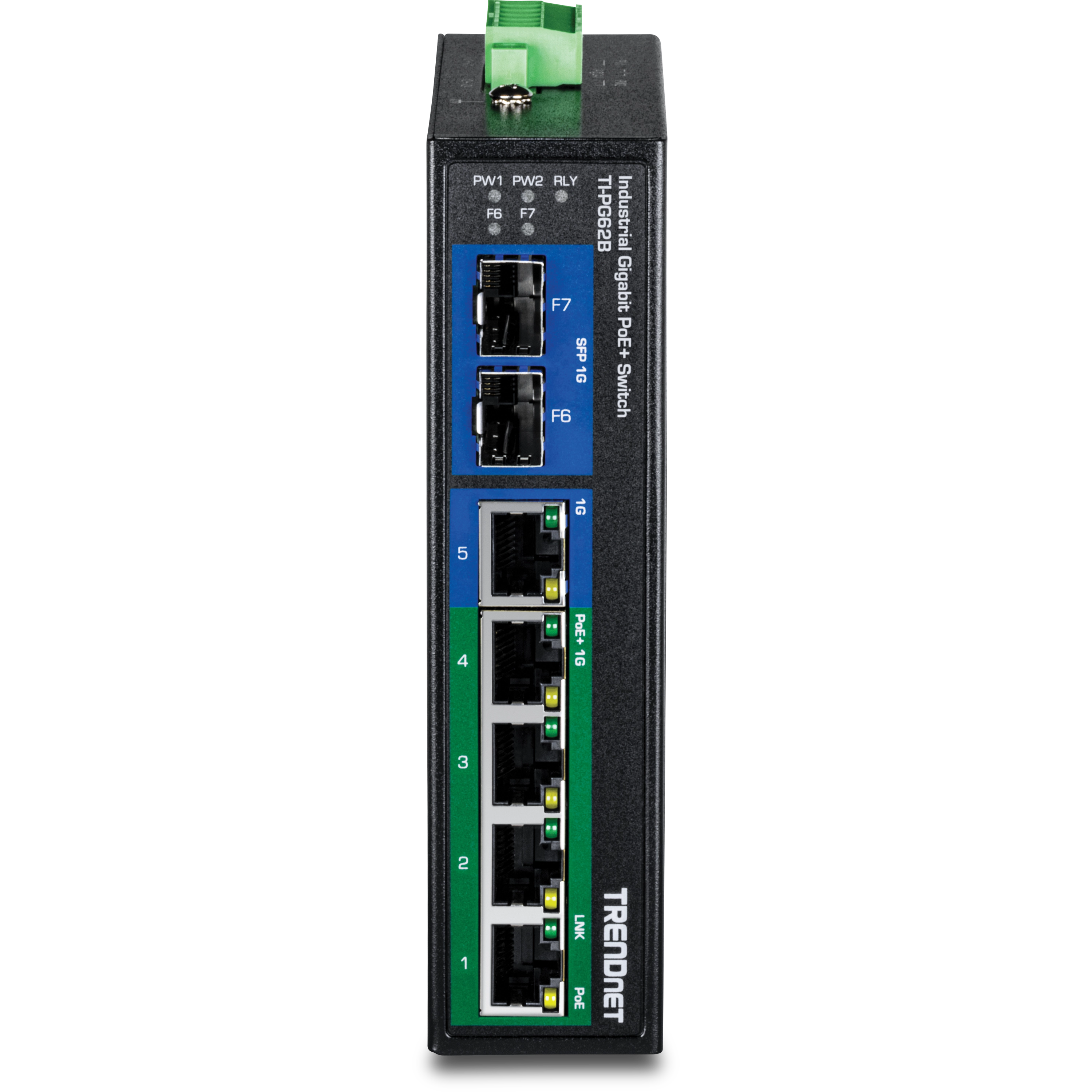 TRENDnet TI-PG62B 6-Port Hardened Industrial Gigabit PoE+ Switch /w 2 SFP