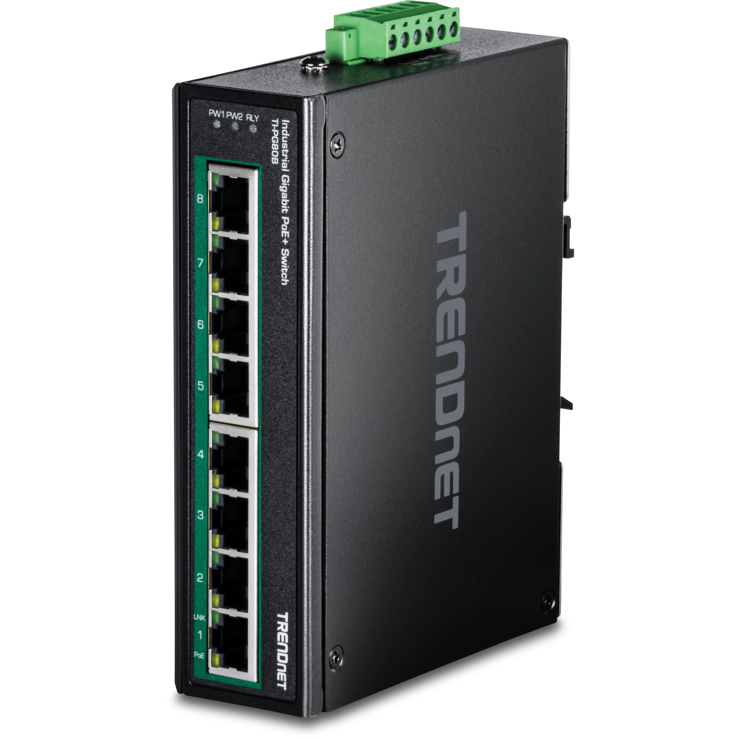 TRENDnet TI-PG80B 8-Port Industrial Gigabit PoE+ DIN-Rail Switch (24 - 56V)
