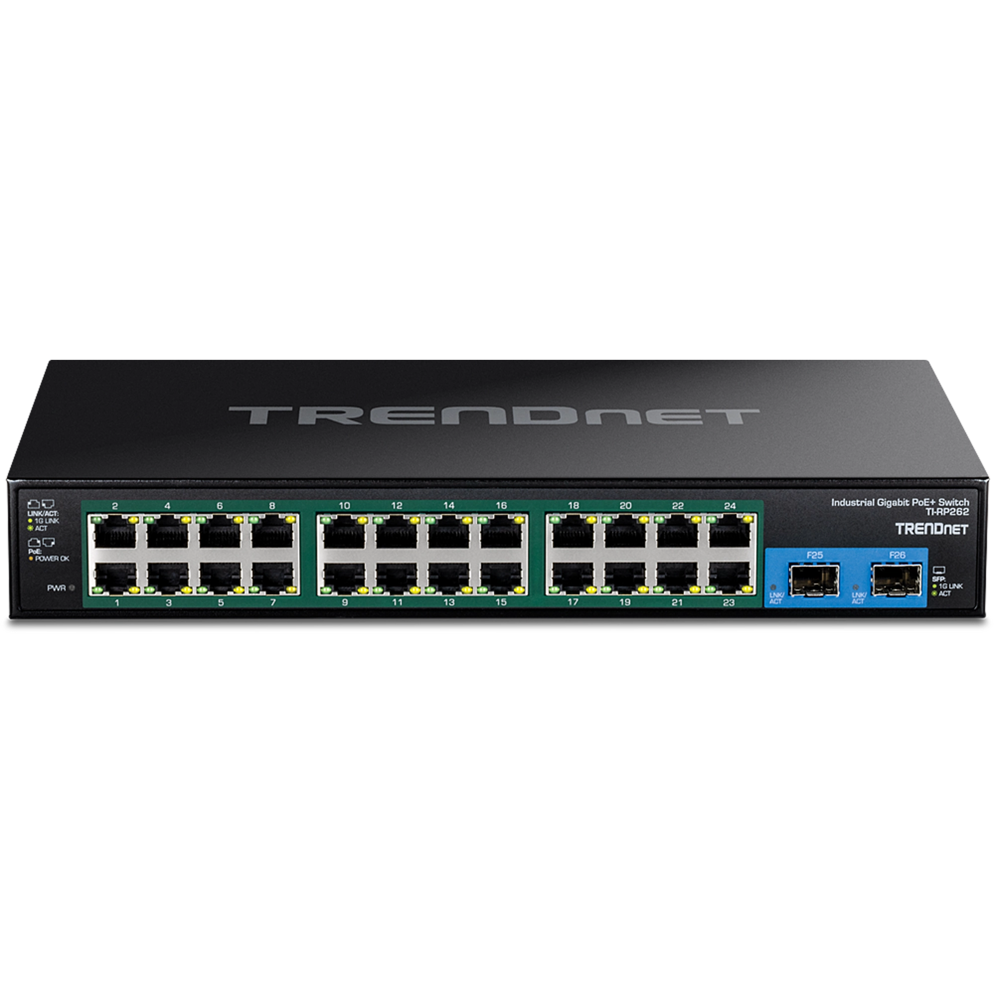 TRENDnet TI-RP262 26-Port Hardened Industrial Gigabit PoE+ Rackmount Switch