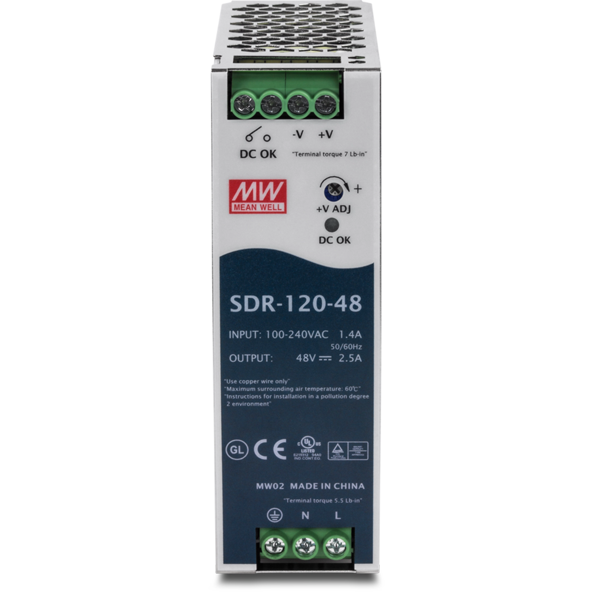TRENDnet TI-S12048 DIN Rail 48V 120W Power Supply for TI-PG541