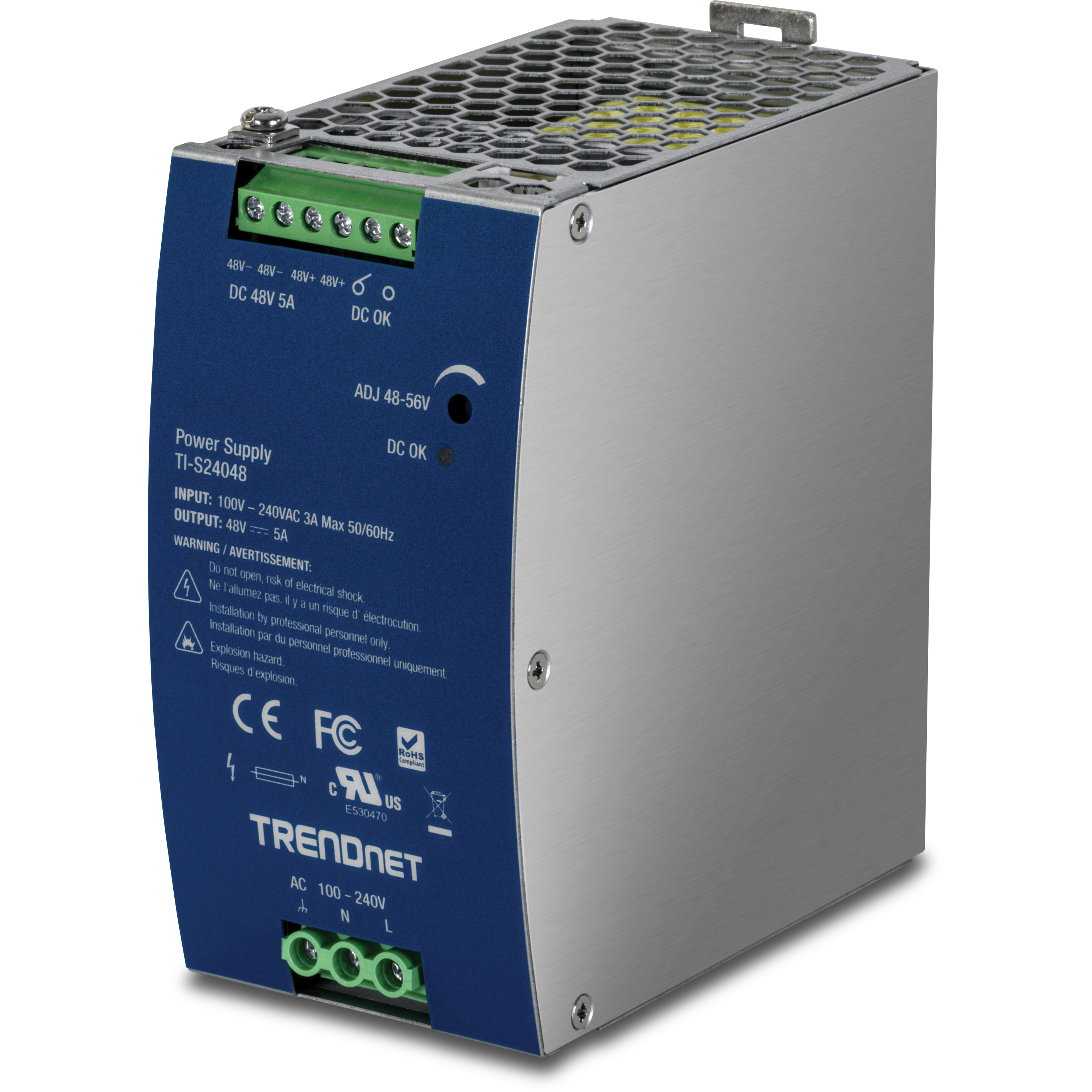 TRENDnet TI-S24048 DIN Rail 48V 240W Power Supply for TI-PG80