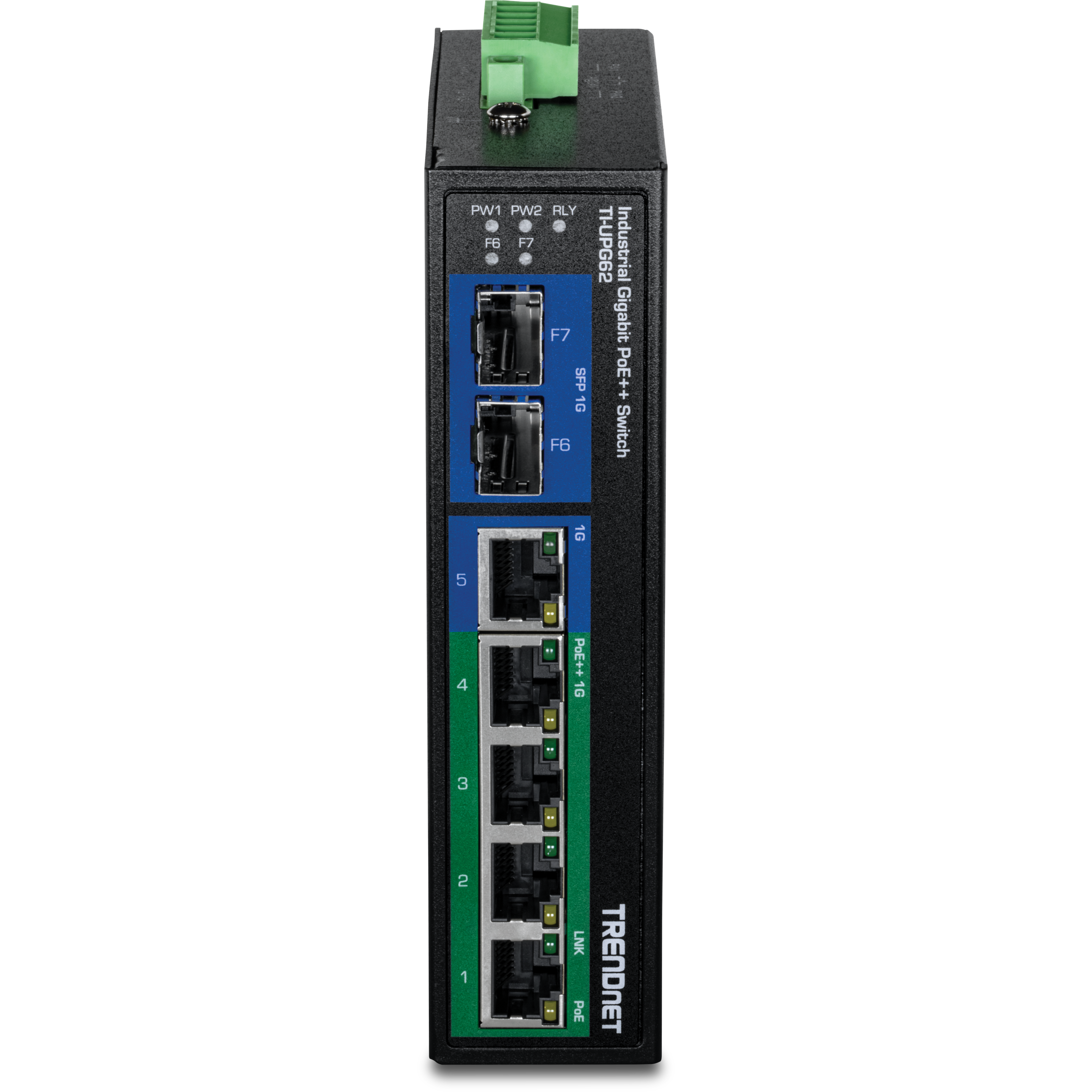 TRENDnet TI-UPG62 6-Port Hardened Industrial Gigabit Ultra PoE DIN-Rail Switch