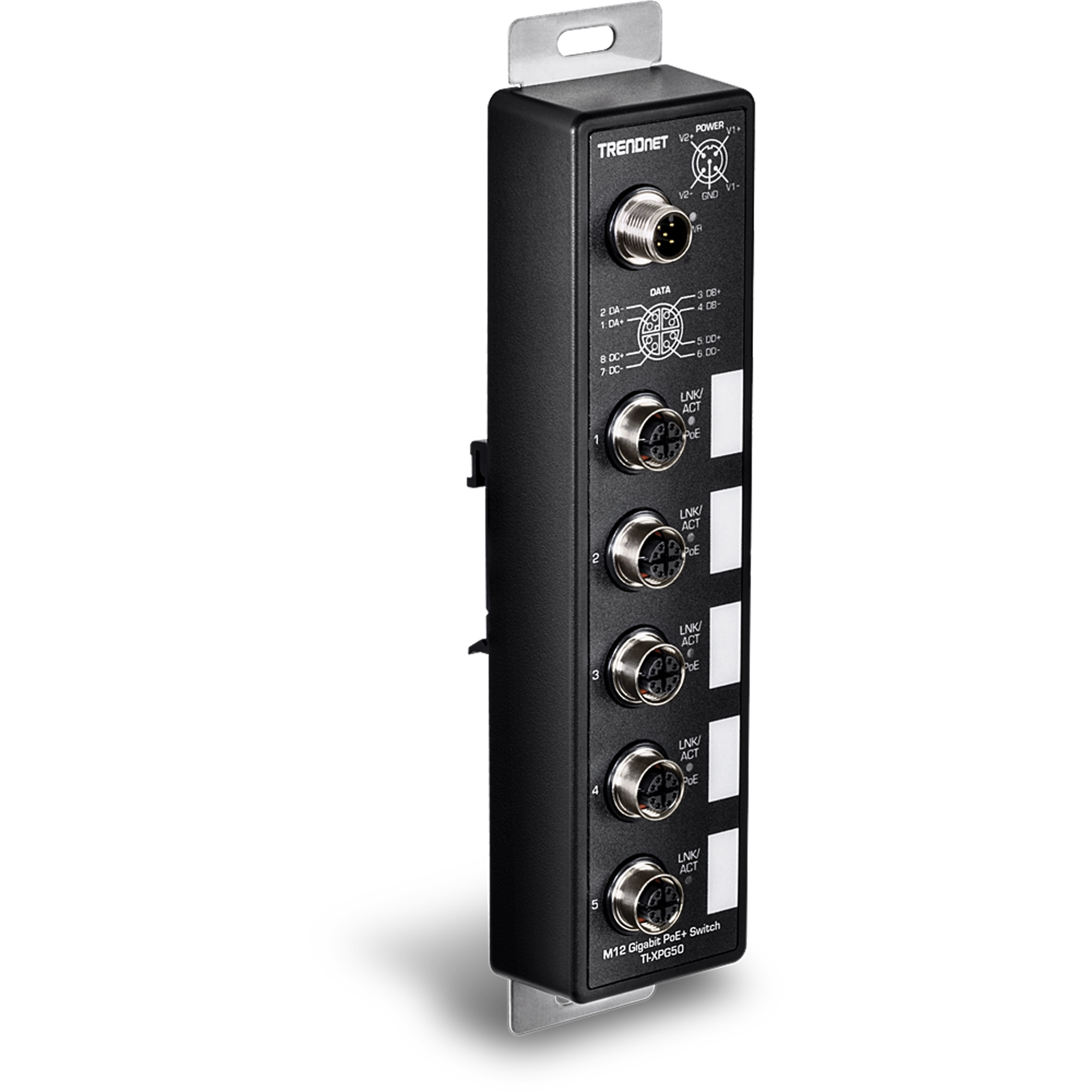 TRENDnet TI-XPG50 5-Port Industrial EN50155 M12 Gigabit PoE+ Railway Switch