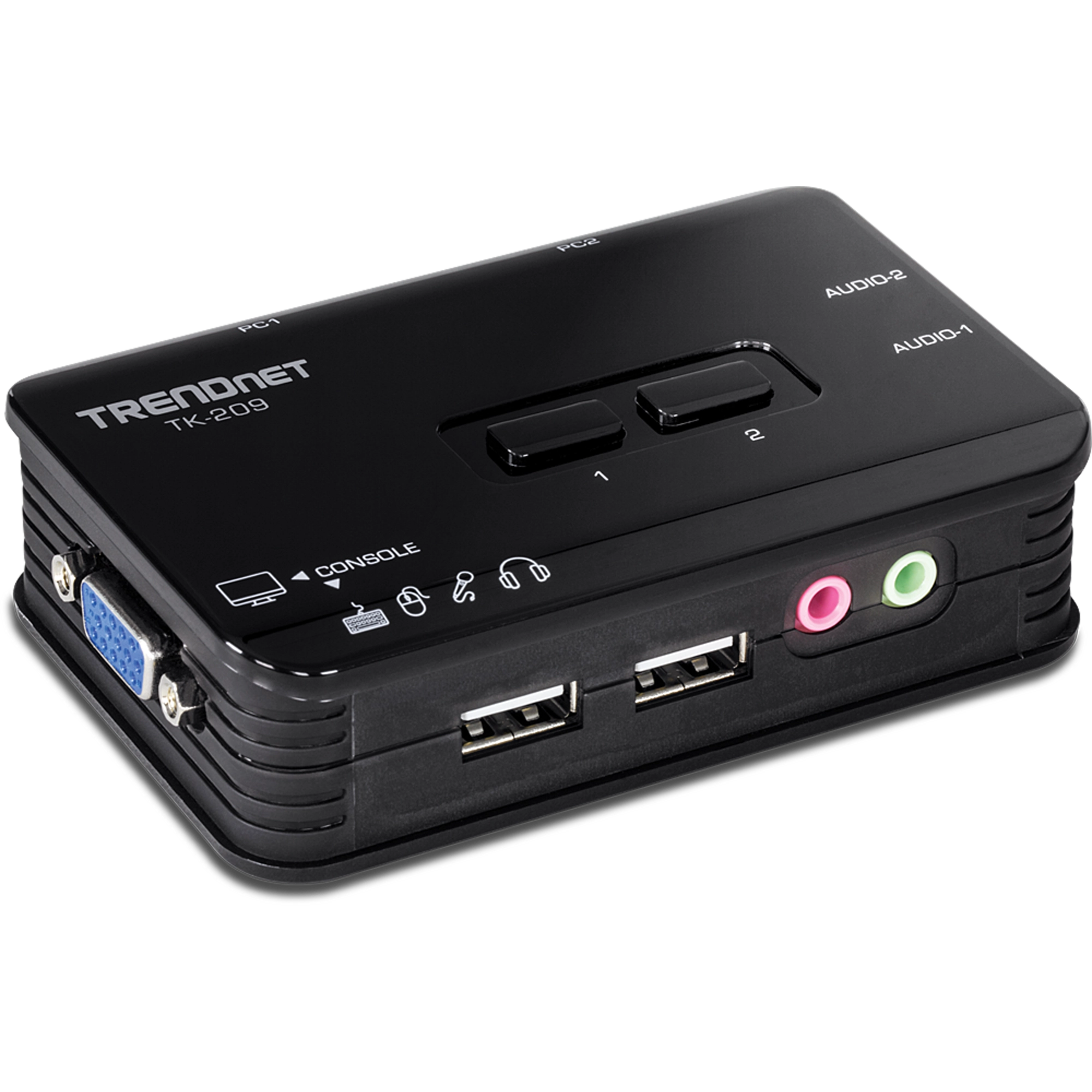TRENDnet TK-209K 2-Port USB KVM Switch Kit w/Audio (include 2 x KVM Cables)