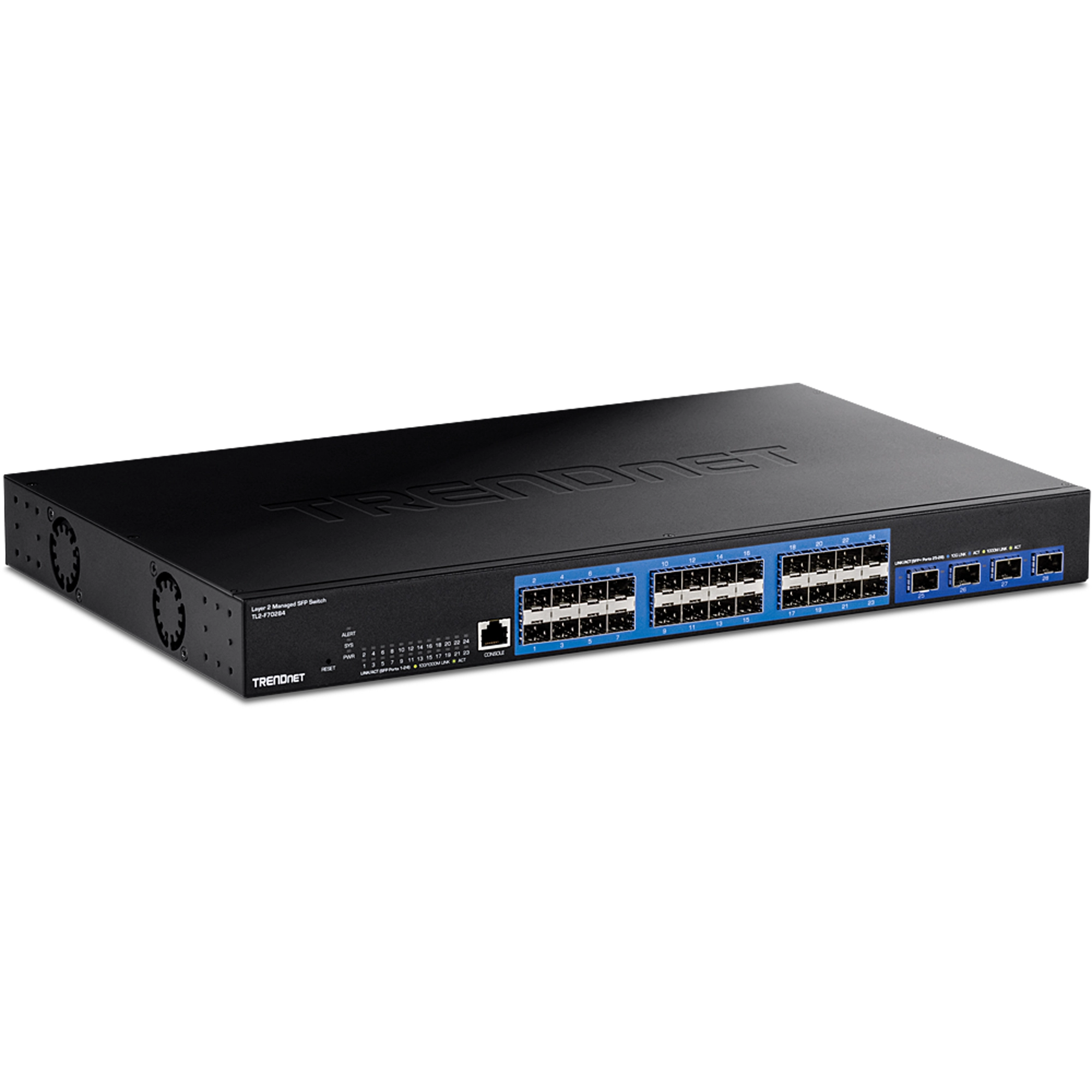 TRENDnet TL2-F70284 28-Port Layer 2 Managed SFP Switch with 10G SFP+ Ports