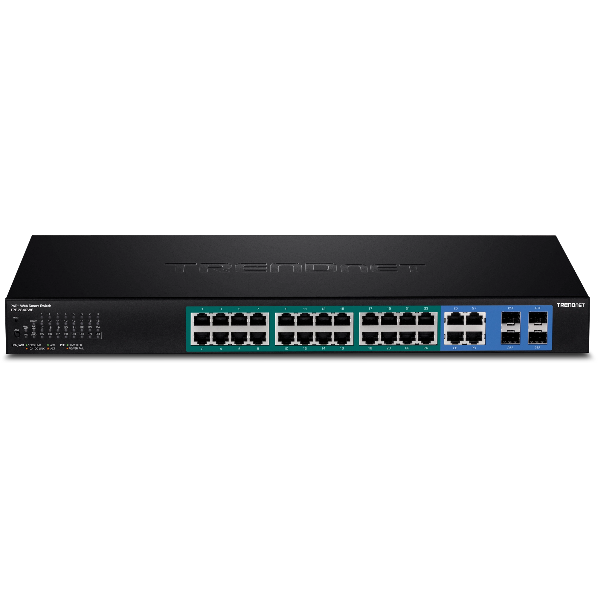 TRENDnet TPE-2840WS 24-Port Gigabit Web Smart PoE Switch plus 4 SFP slots