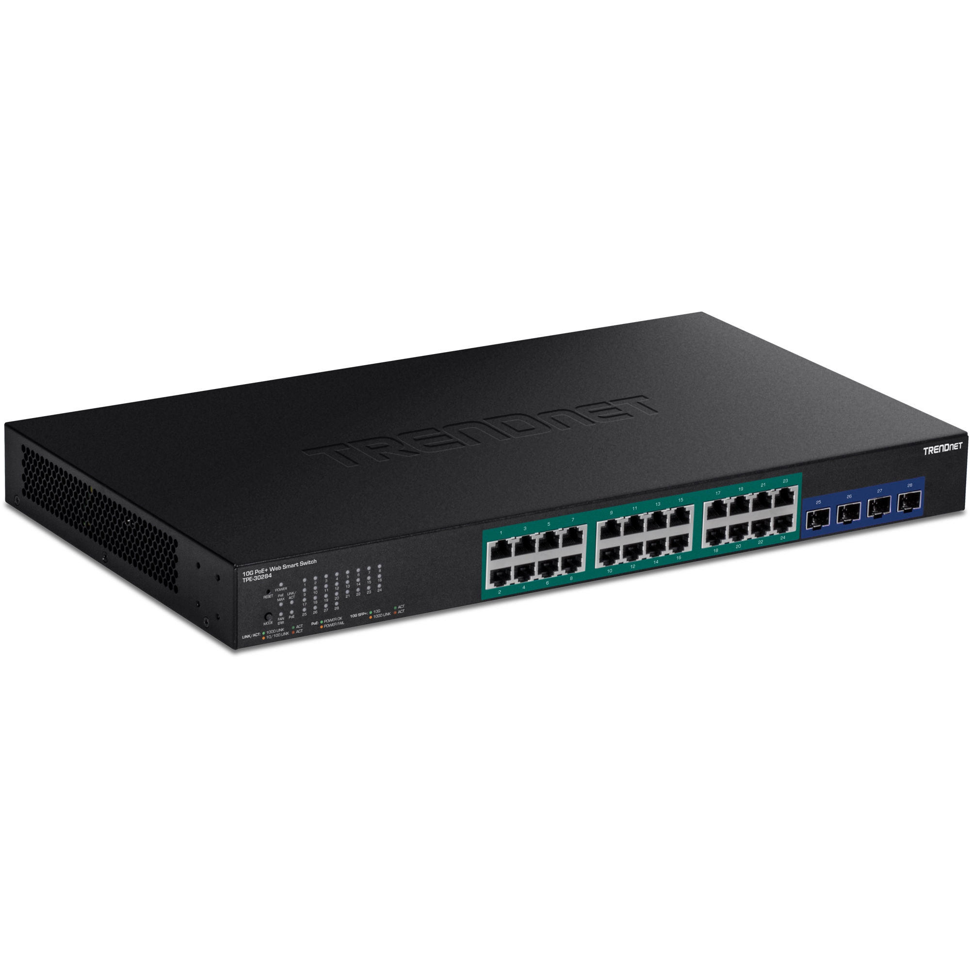TRENDnet TPE-30284 28-Port Gigabit Web Smart PoE+ Switch with 10G SFP+ slots