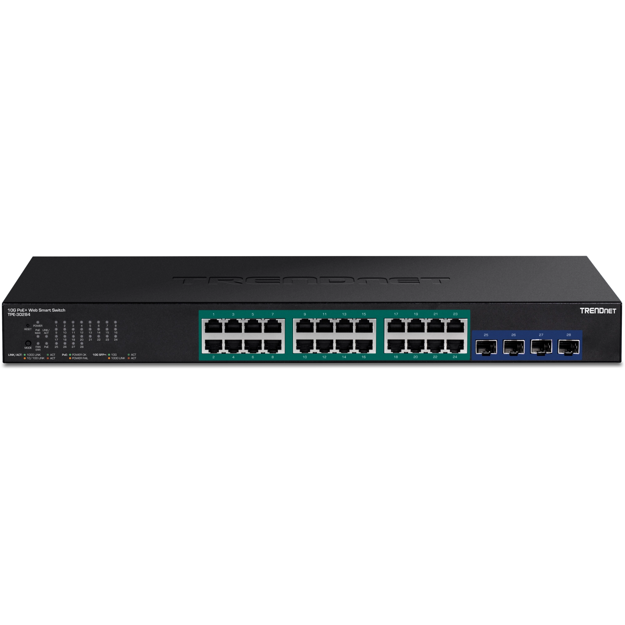 TRENDnet TPE-30284 28-Port Gigabit Web Smart PoE+ Switch with 10G SFP+ slots