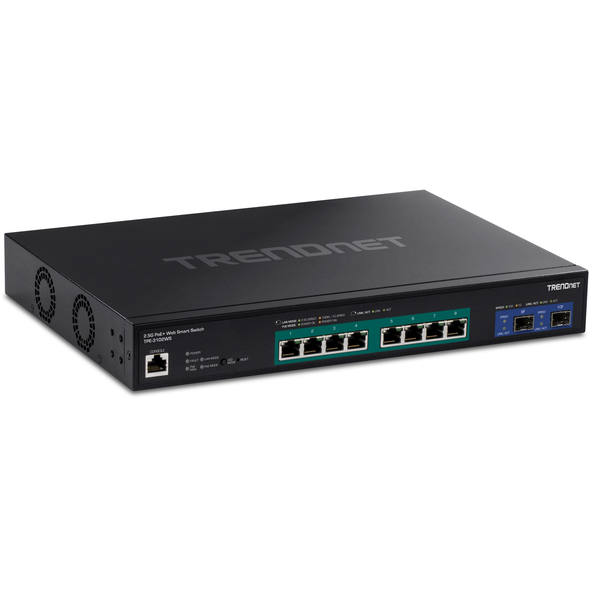 TRENDnet TPE-3102WS 10-Port 2.5G Web Smart PoE+ Switch with 10G SFP+ Slots