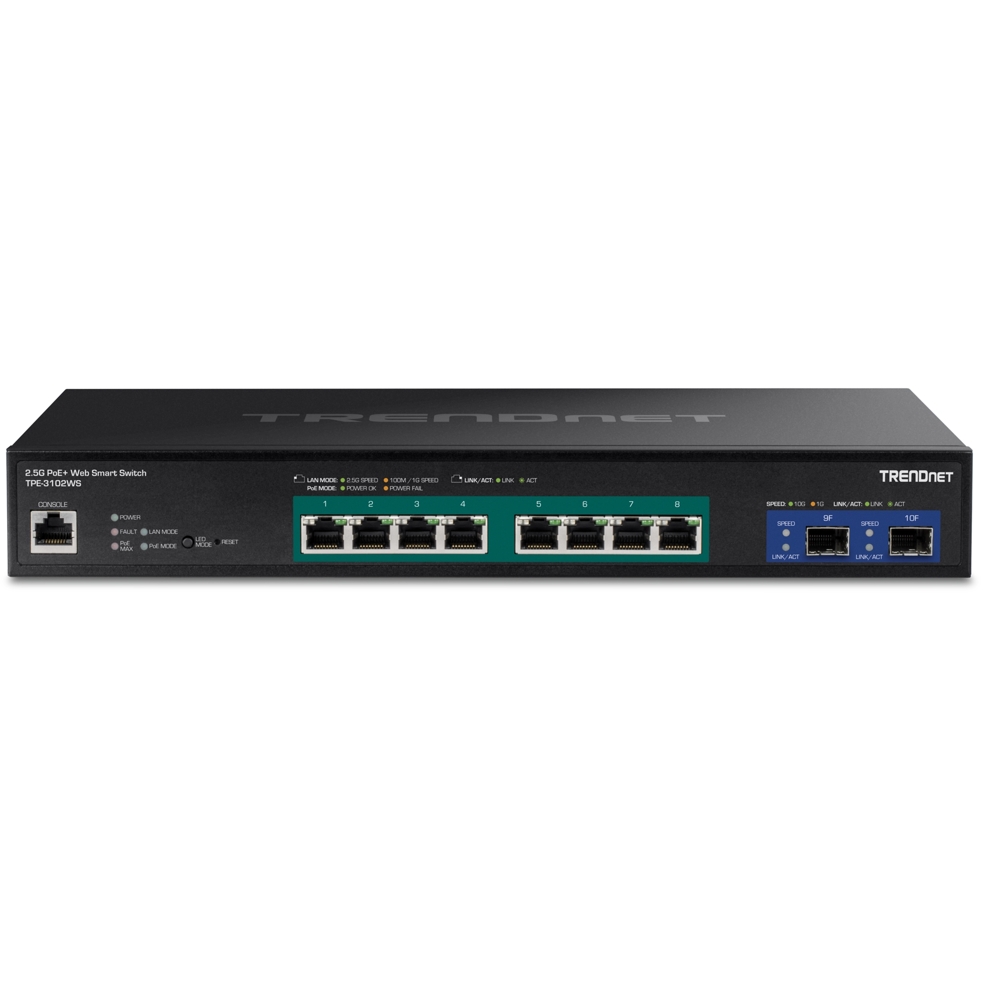 TRENDnet TPE-3102WS 10-Port 2.5G Web Smart PoE+ Switch with 10G SFP+ Slots