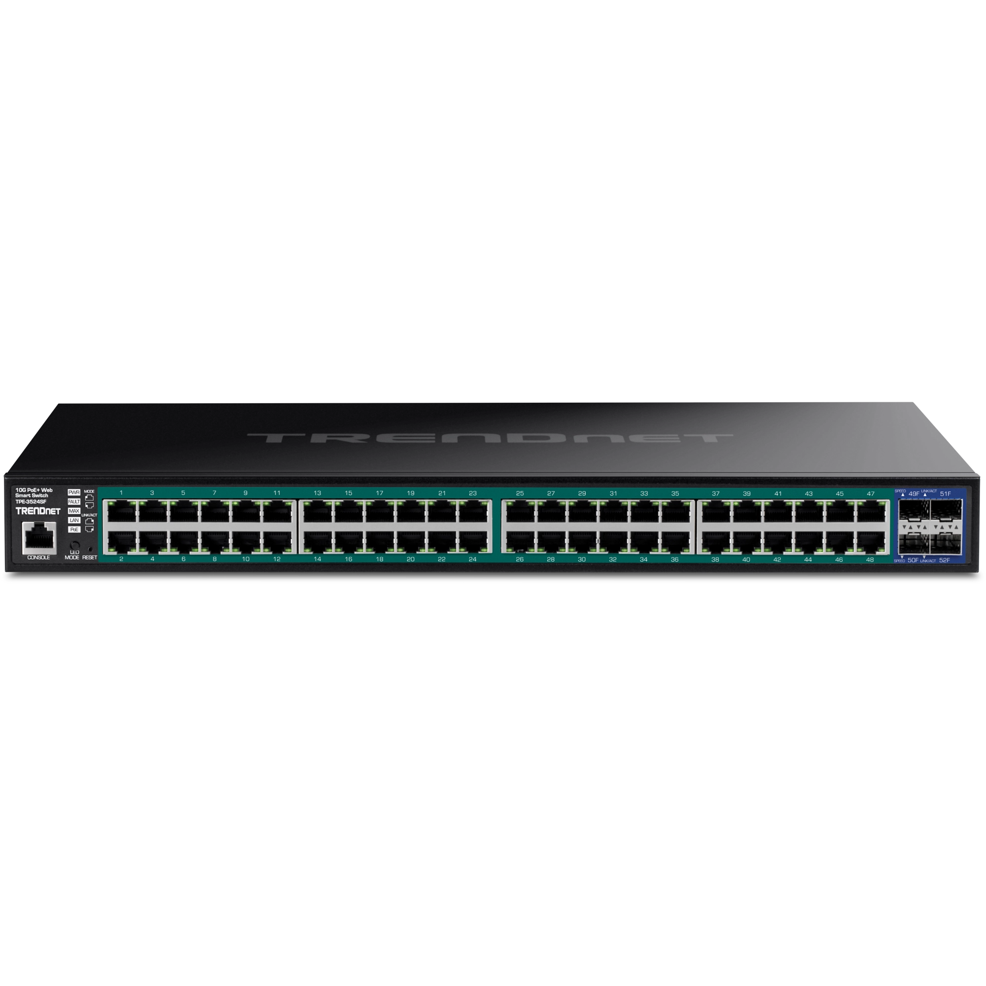 TRENDnet TPE-3524SF 52-Port Gigabit Web Smart 740W PoE+ Switch with 10G SFP+ Slots